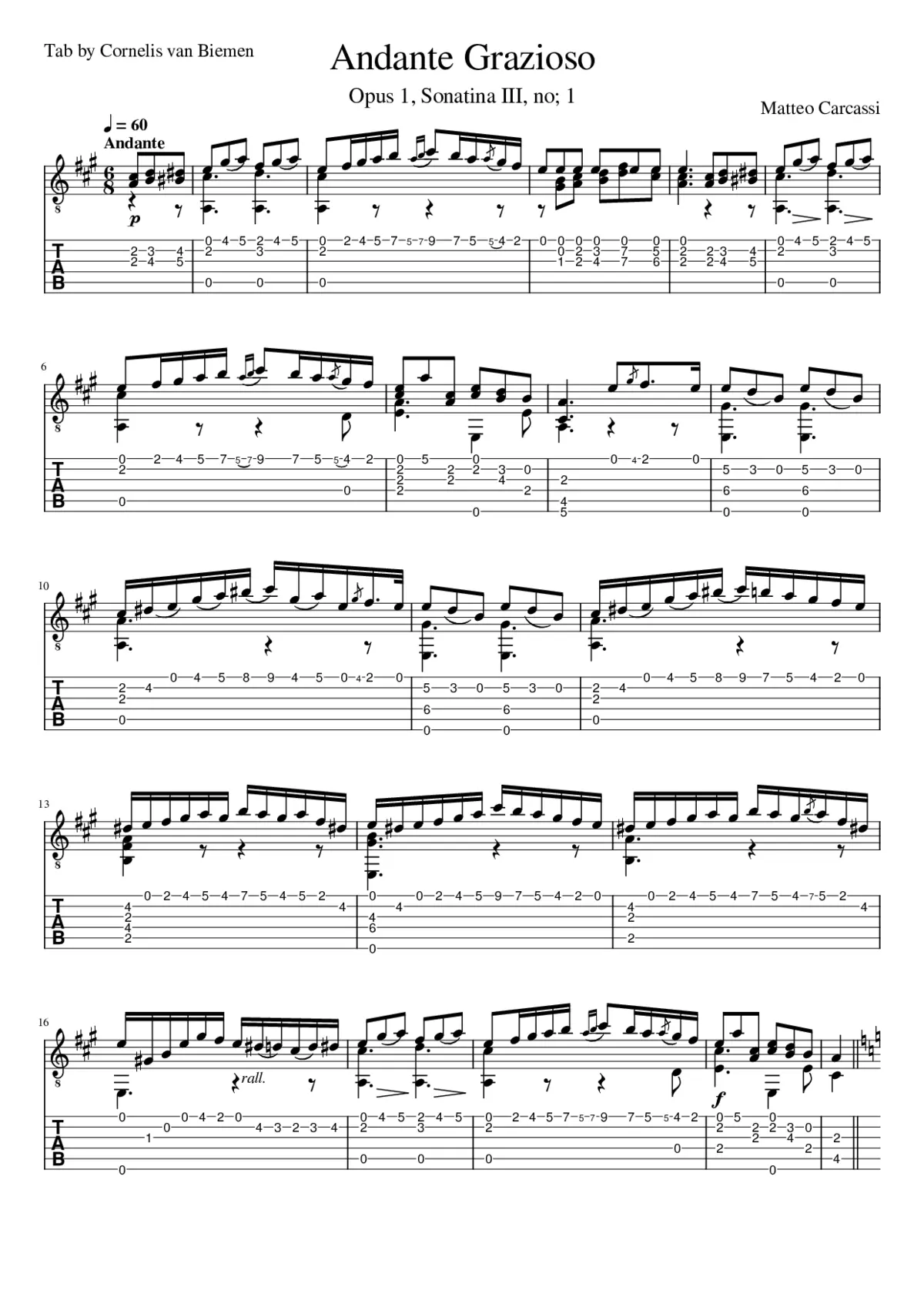 Andante Grazioso Opus 1 Sonatina III no; 1 - Page 1