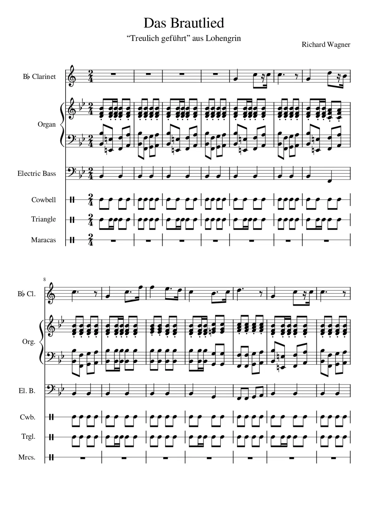 Wagner Richard: Das Brautlied aus Lohengrin Treulich geführt - Page 1