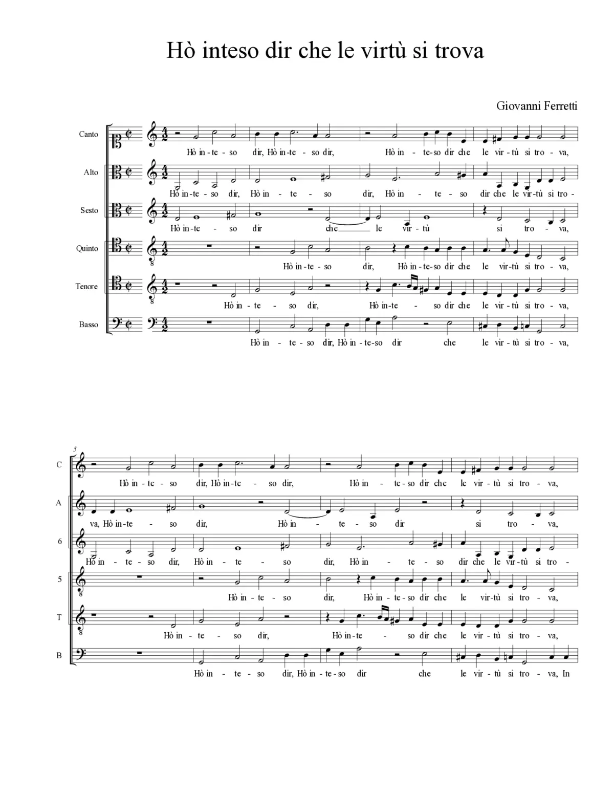 Hò inteso dir che le virtù si trova - Page 1