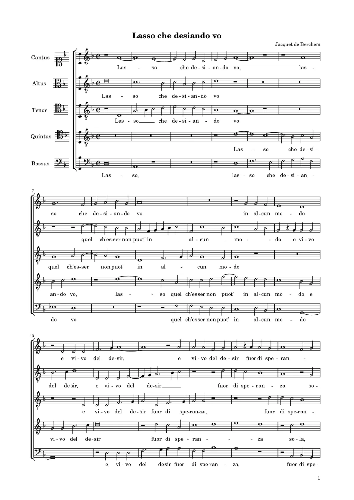 Lasso che desiando vo - Page 1