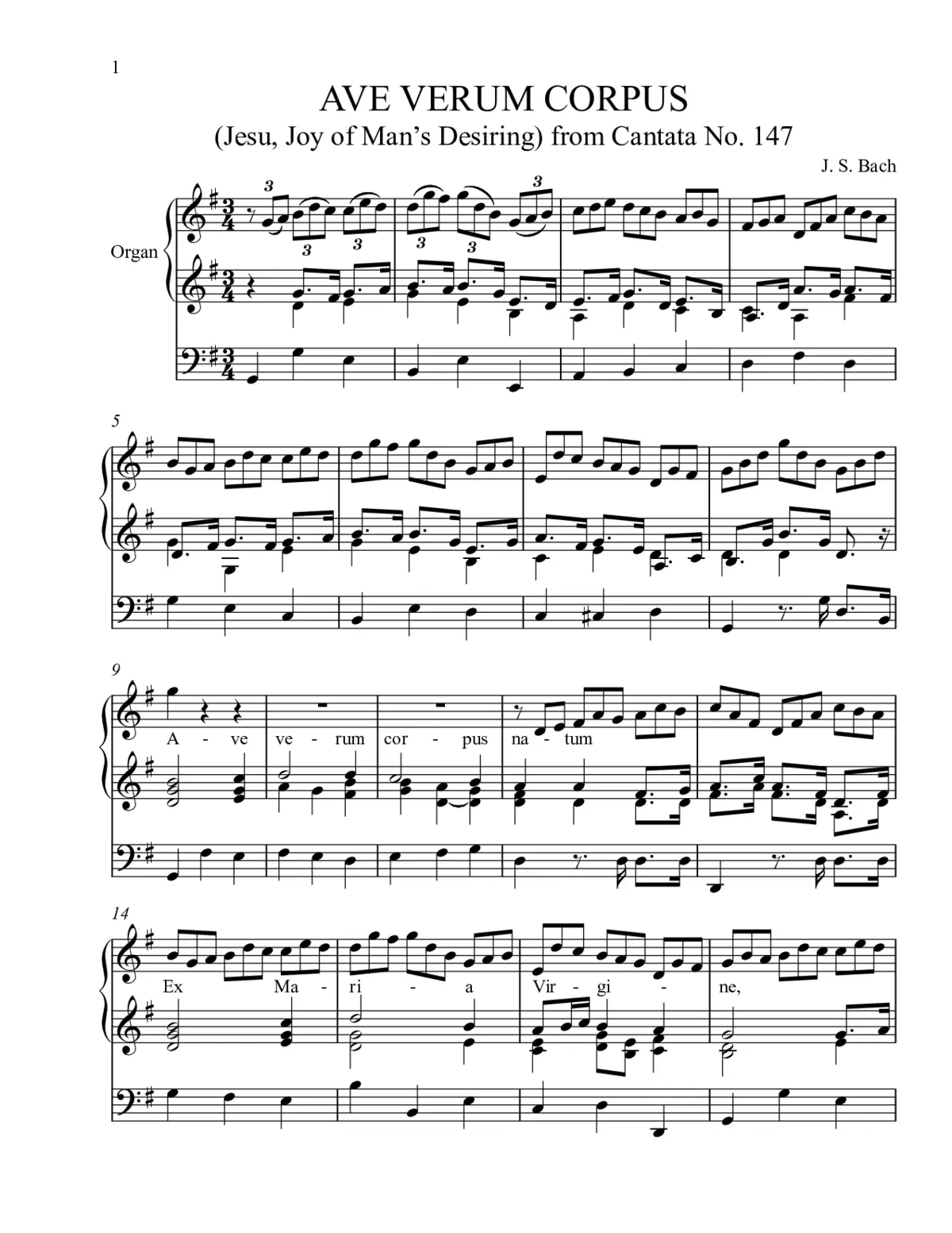Ave verum corpus, BWV 147.10 - Page 1