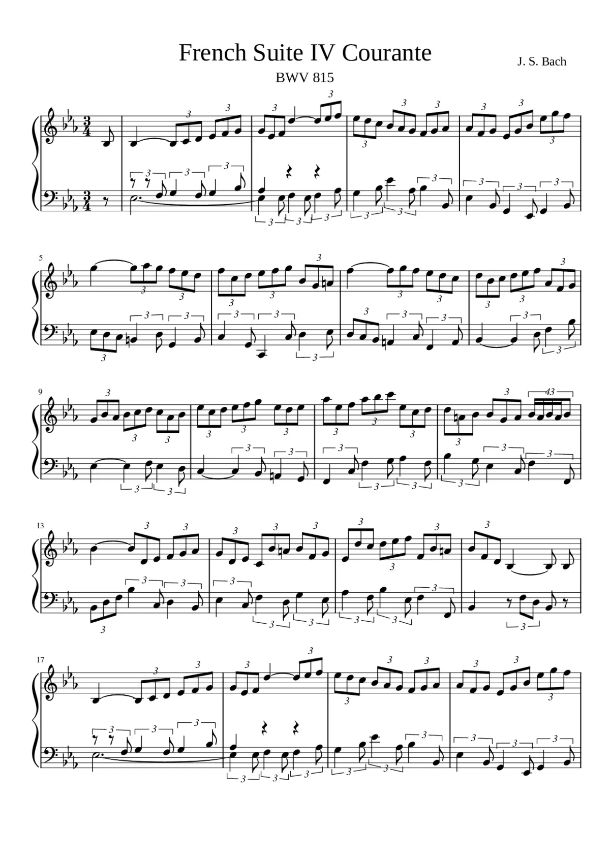 French Suite No.4 in E-flat major BWV 815 - Page 1