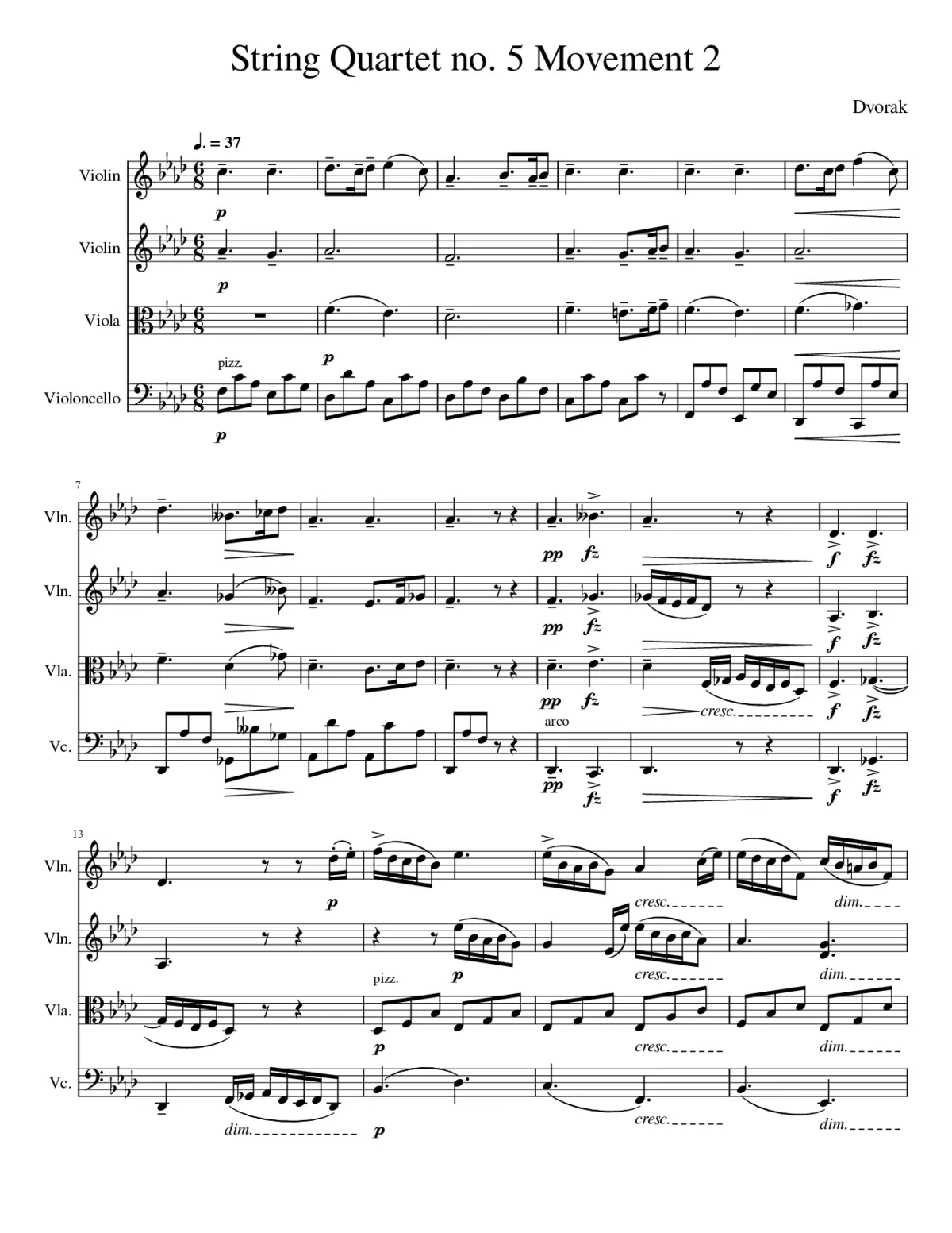String Quartet No.5 Op.9 - Page 1