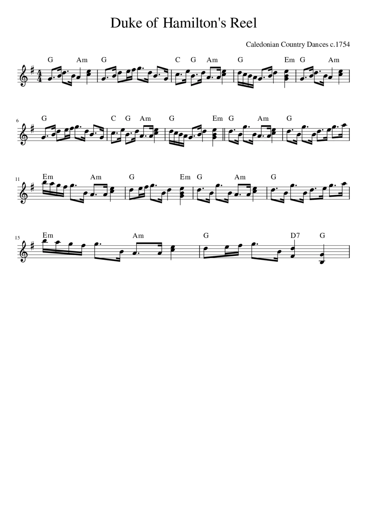 Duke of Hamilton's Reel - Page 1