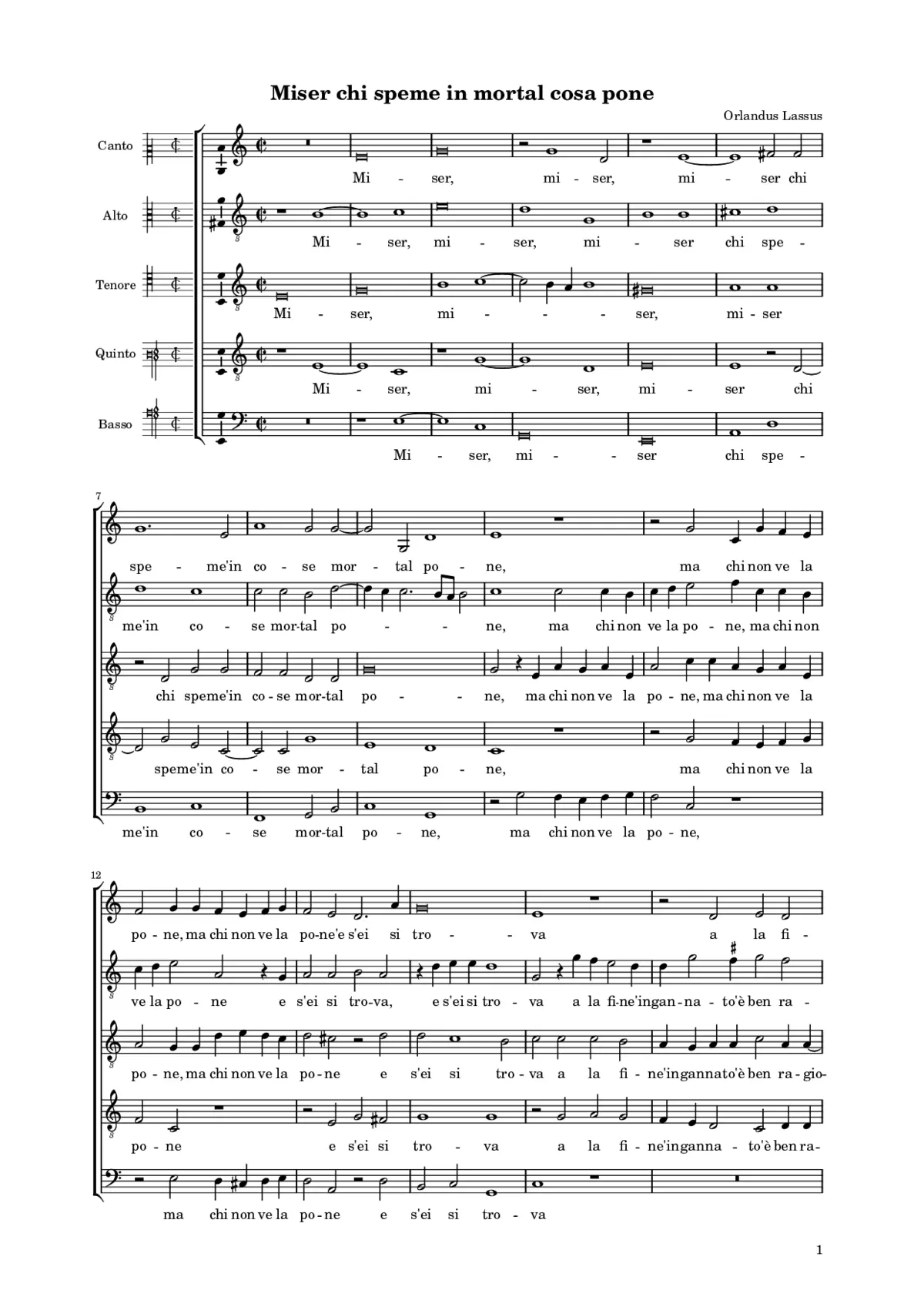 Miser chi speme in cose mortal pone - Page 1