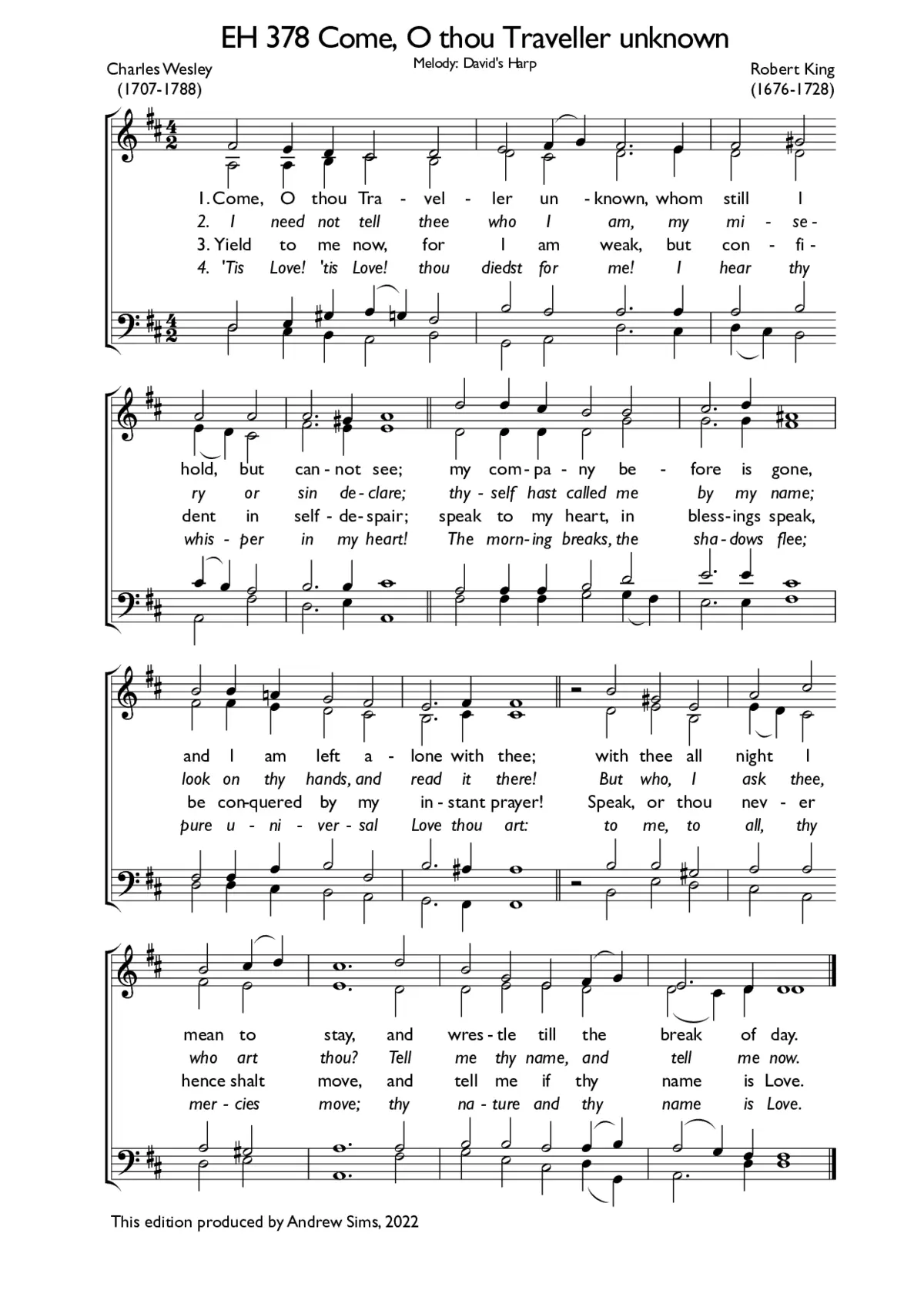 Come, O thou Traveller unknown - Page 1