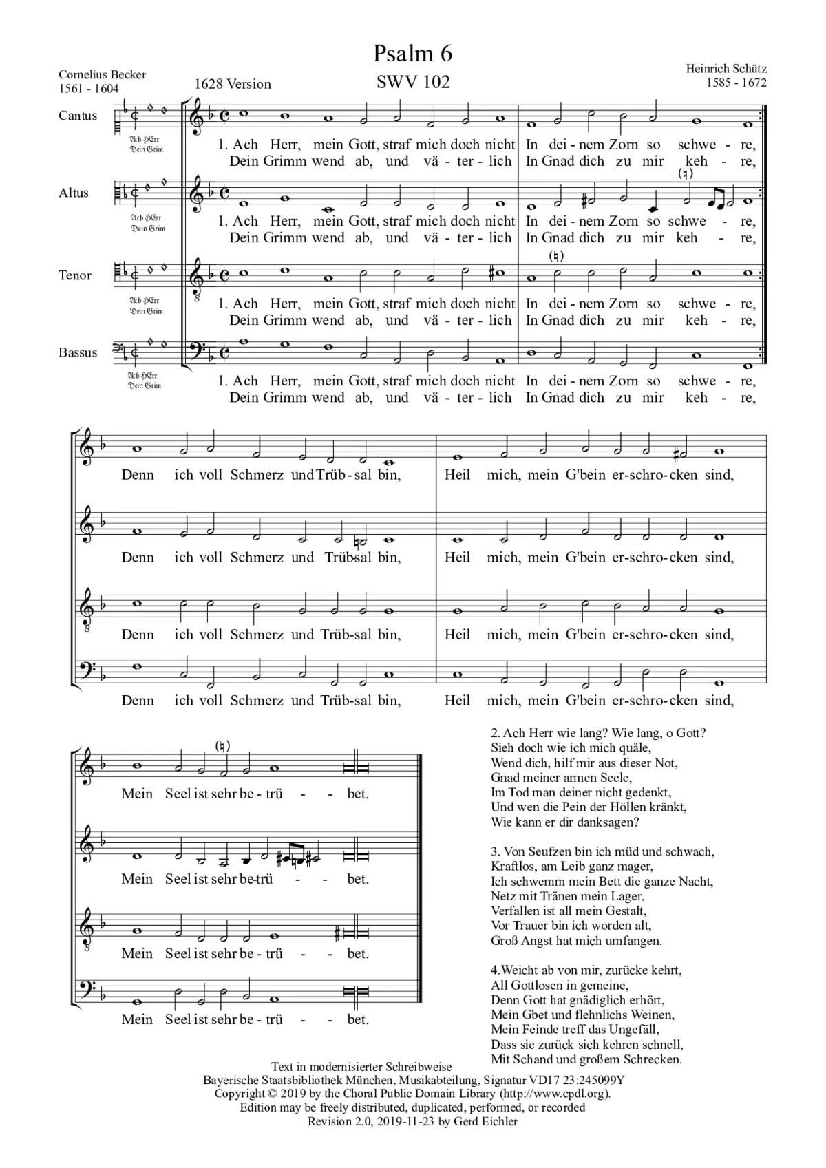 Ach Herr mein Gott, straf mich doch nicht, SWV 102 - Page 1