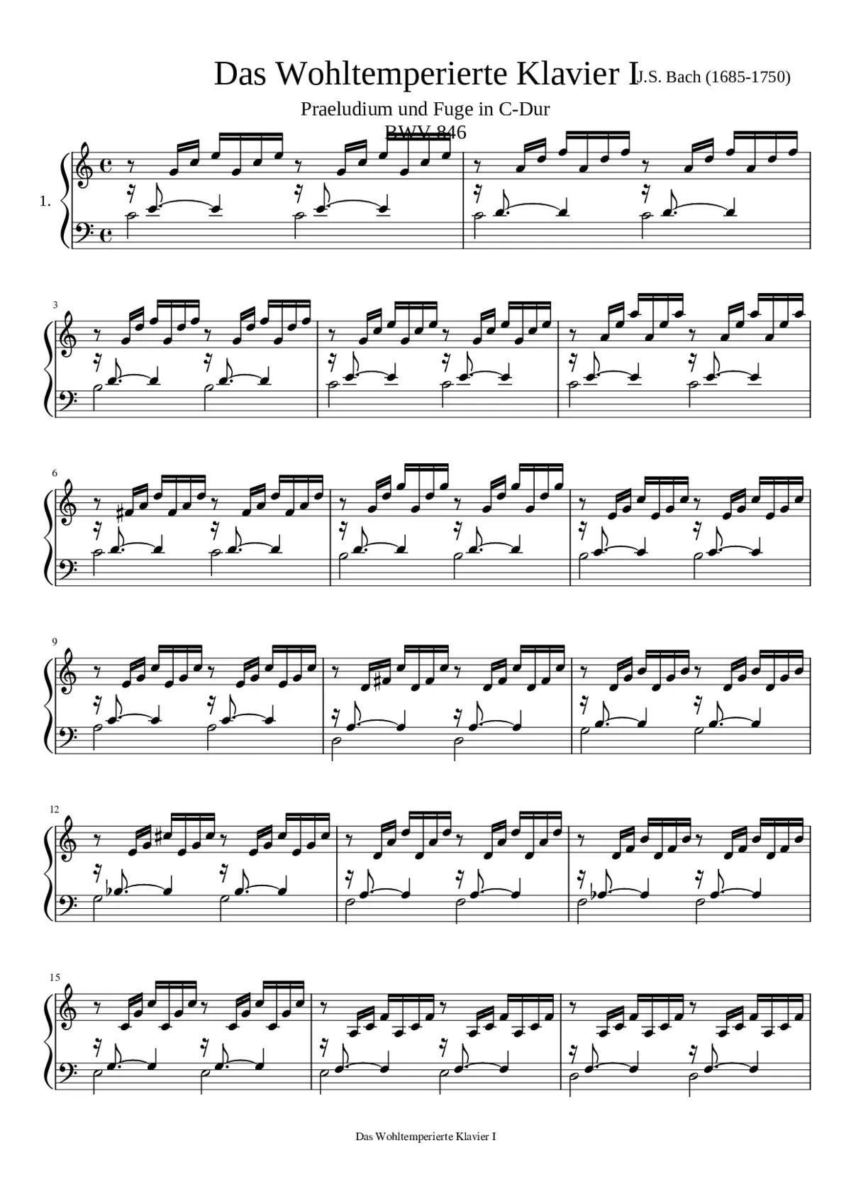 Prelude and Fugue in C major BWV 846 - Page 1