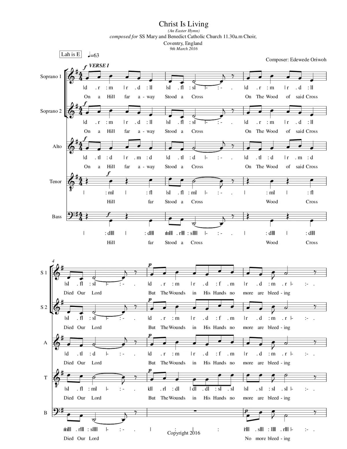 Christ Is Living - Easter Hymn - Page 1