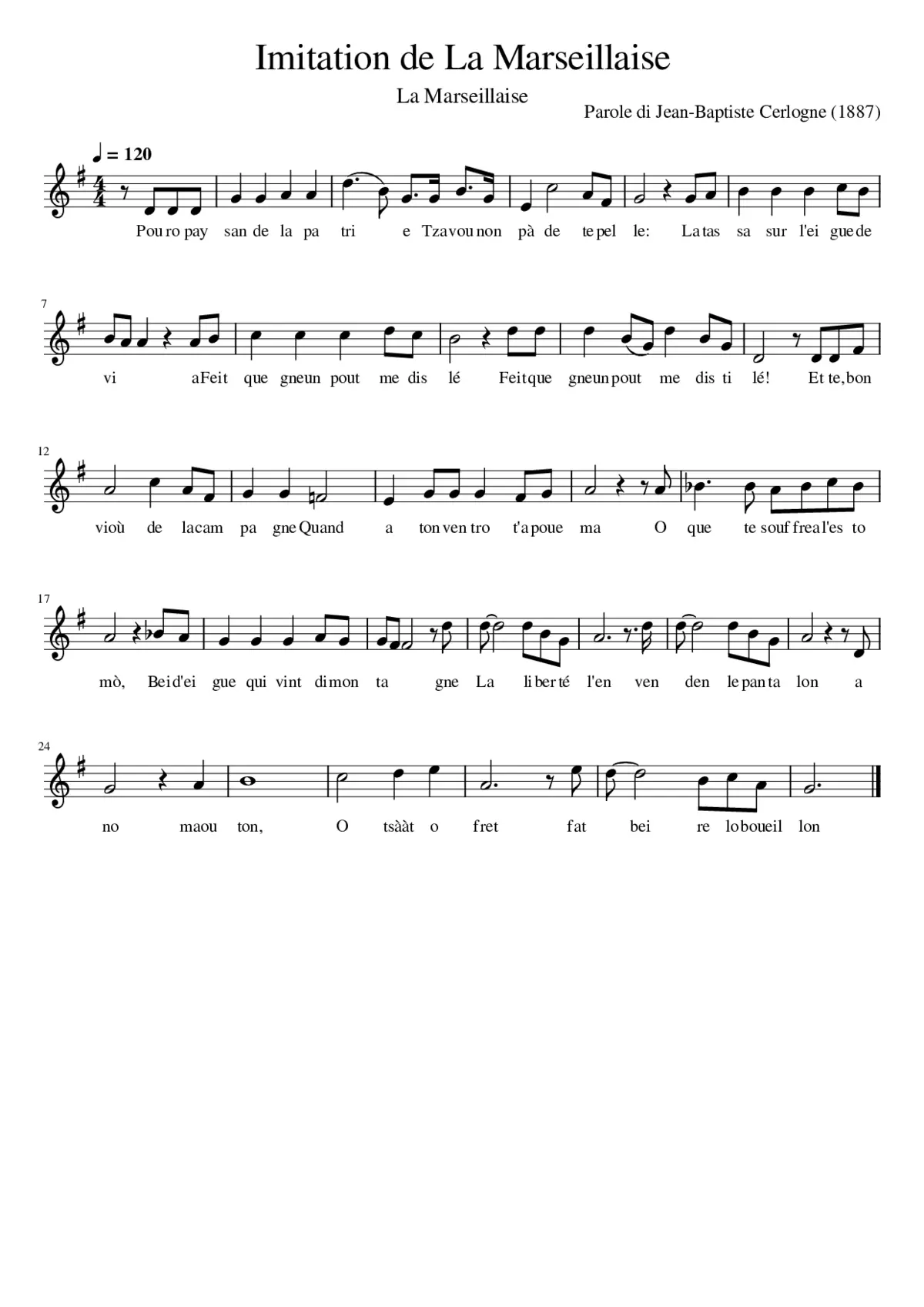 Imitation de La Marseillaise - Page 1