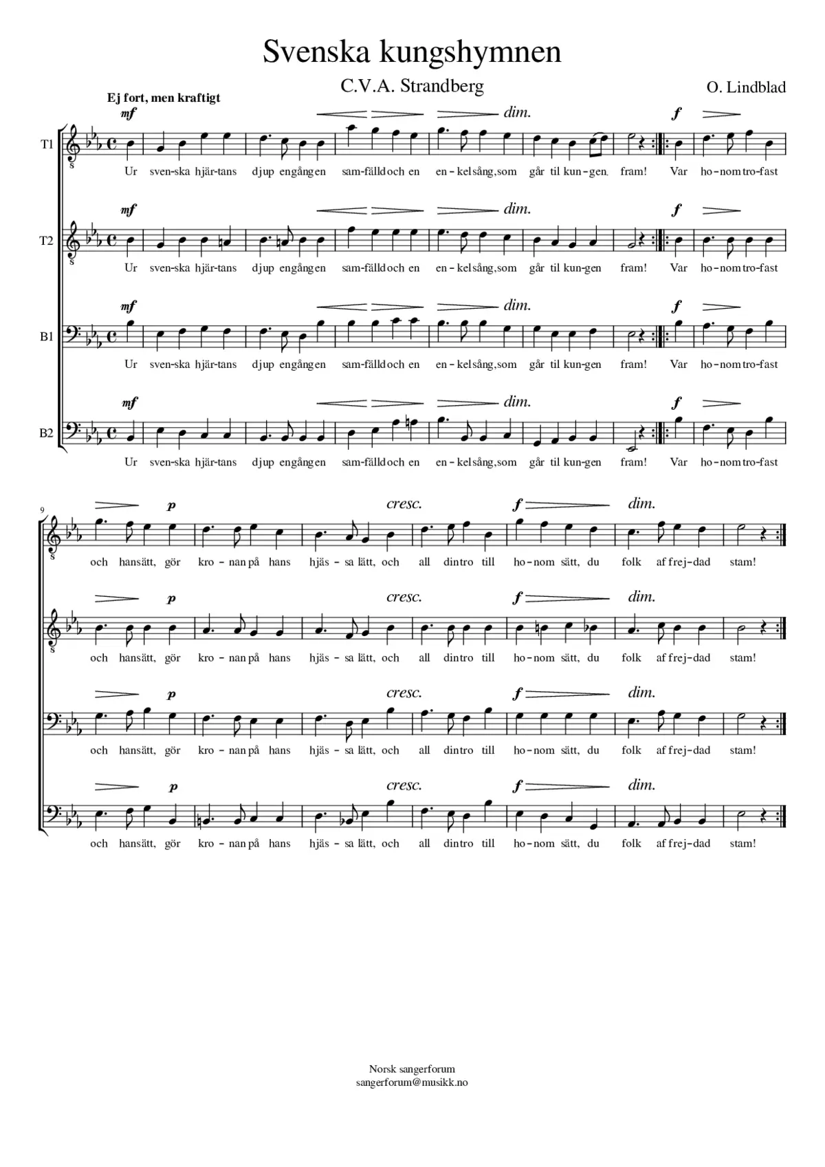 Svenska kungshymnen - Page 1