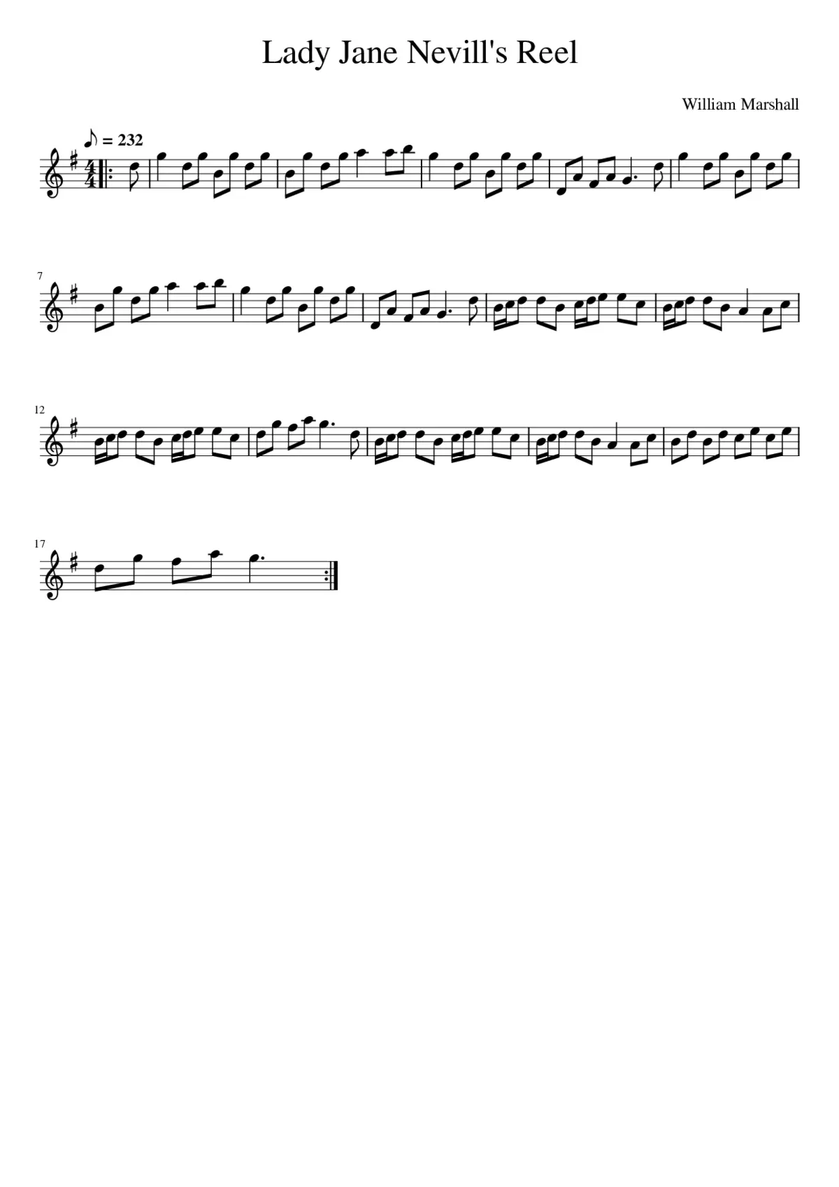 Lady Jane Nevill's Reel - Page 1