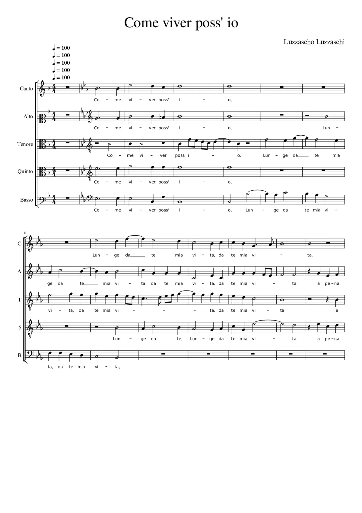 Come viver poss' io - Page 1