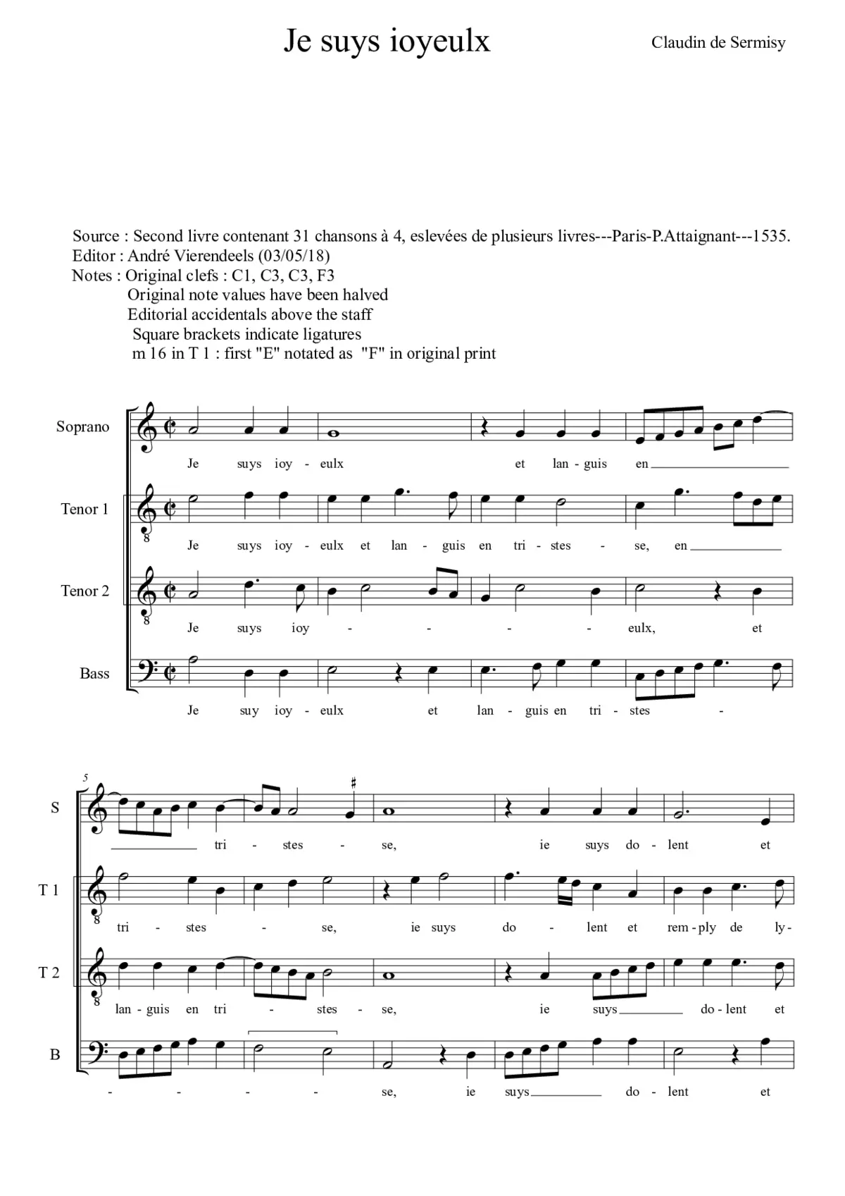 Je suys ioyeulx - Page 1