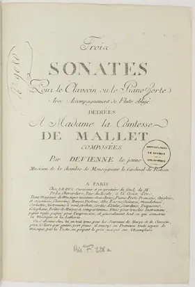 Trois sonates pour le clavecin ou le piano forte avec accompagnement de flûte obligé
