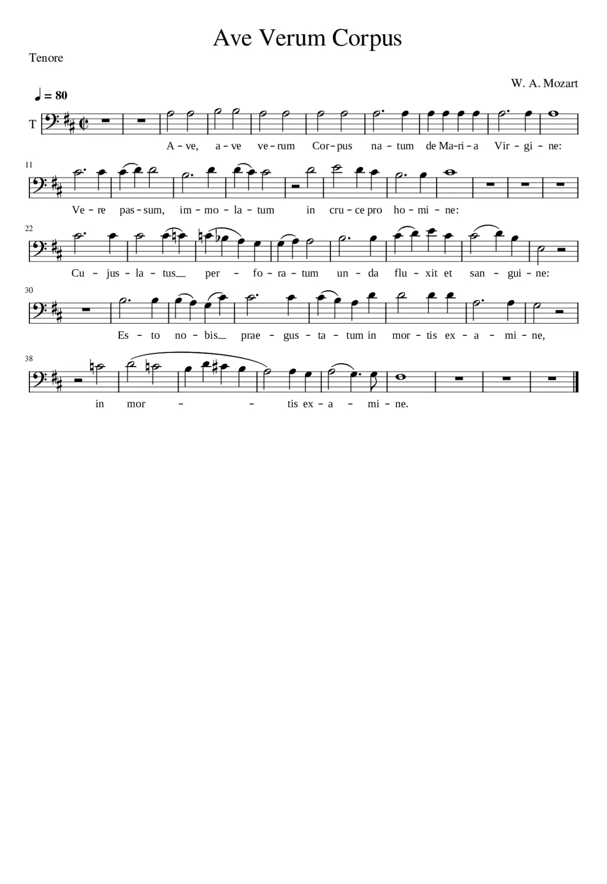 Ave Verum Corpus - Mozart (Tenore) - Page 1