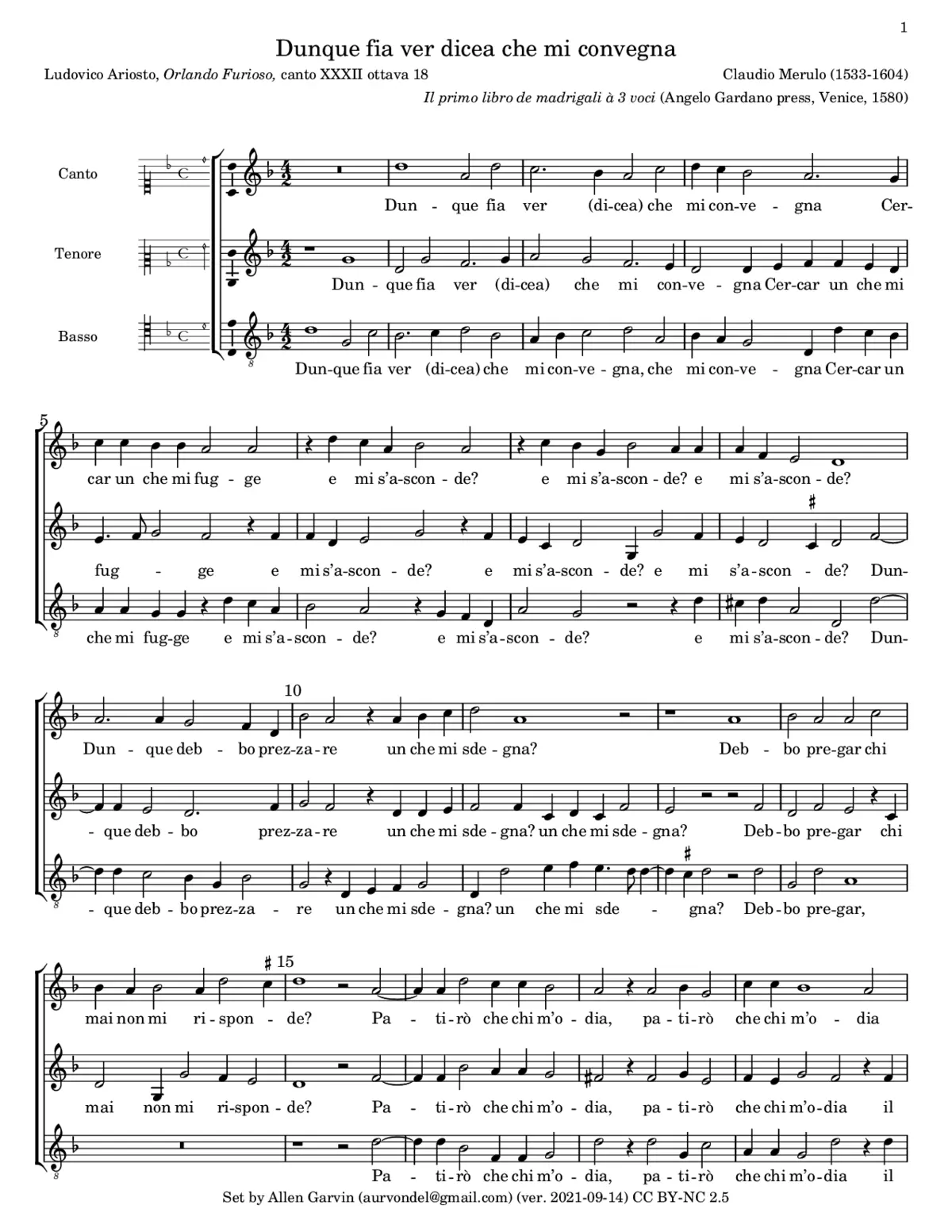 Dunque fia ver dicea che mi convegna - Page 1