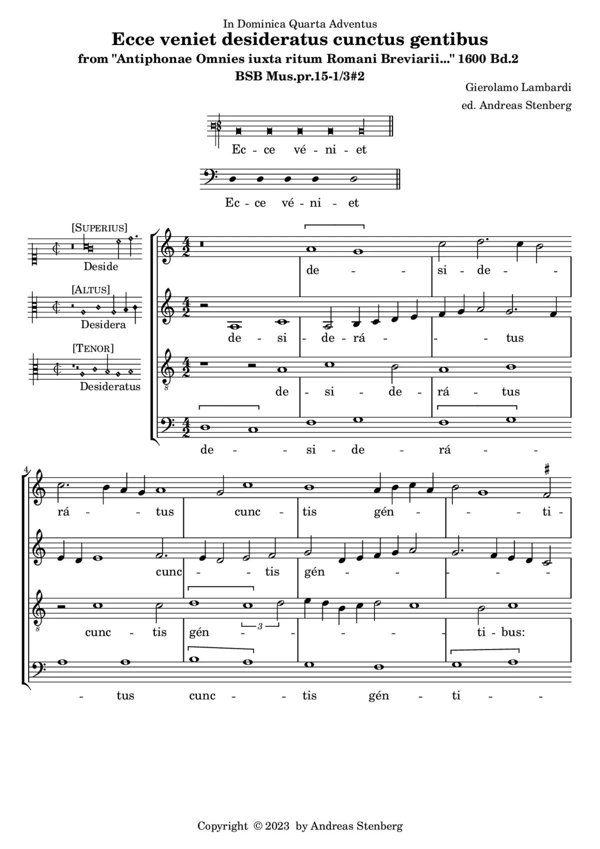 Ecce veniet desideratus cunctus gentibus - Page 1