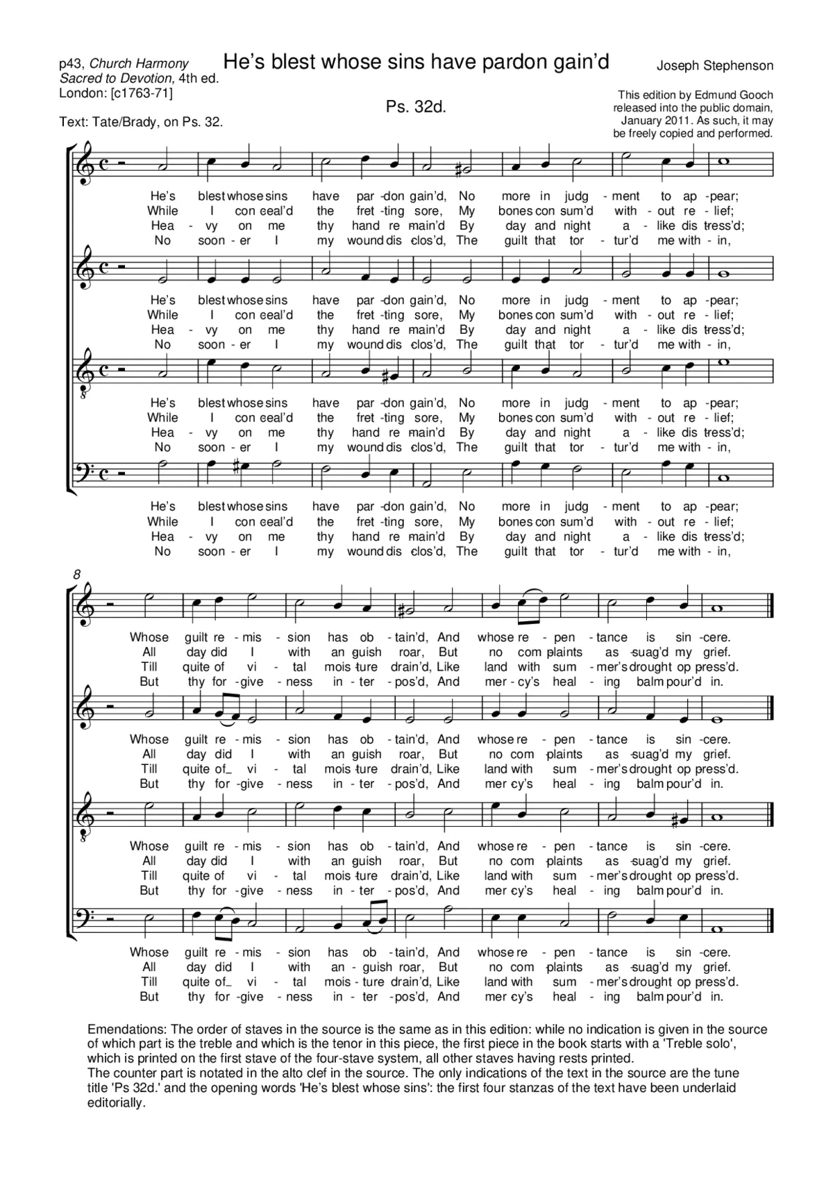 He's blest whose sins have pardon gained - Page 1