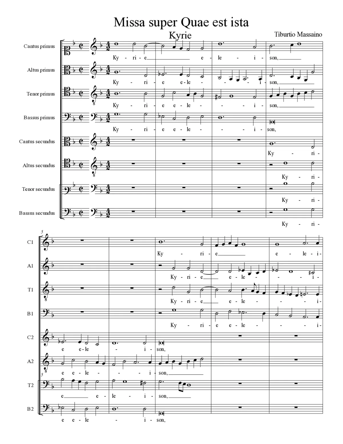 Missa super Quae est ista - Page 1
