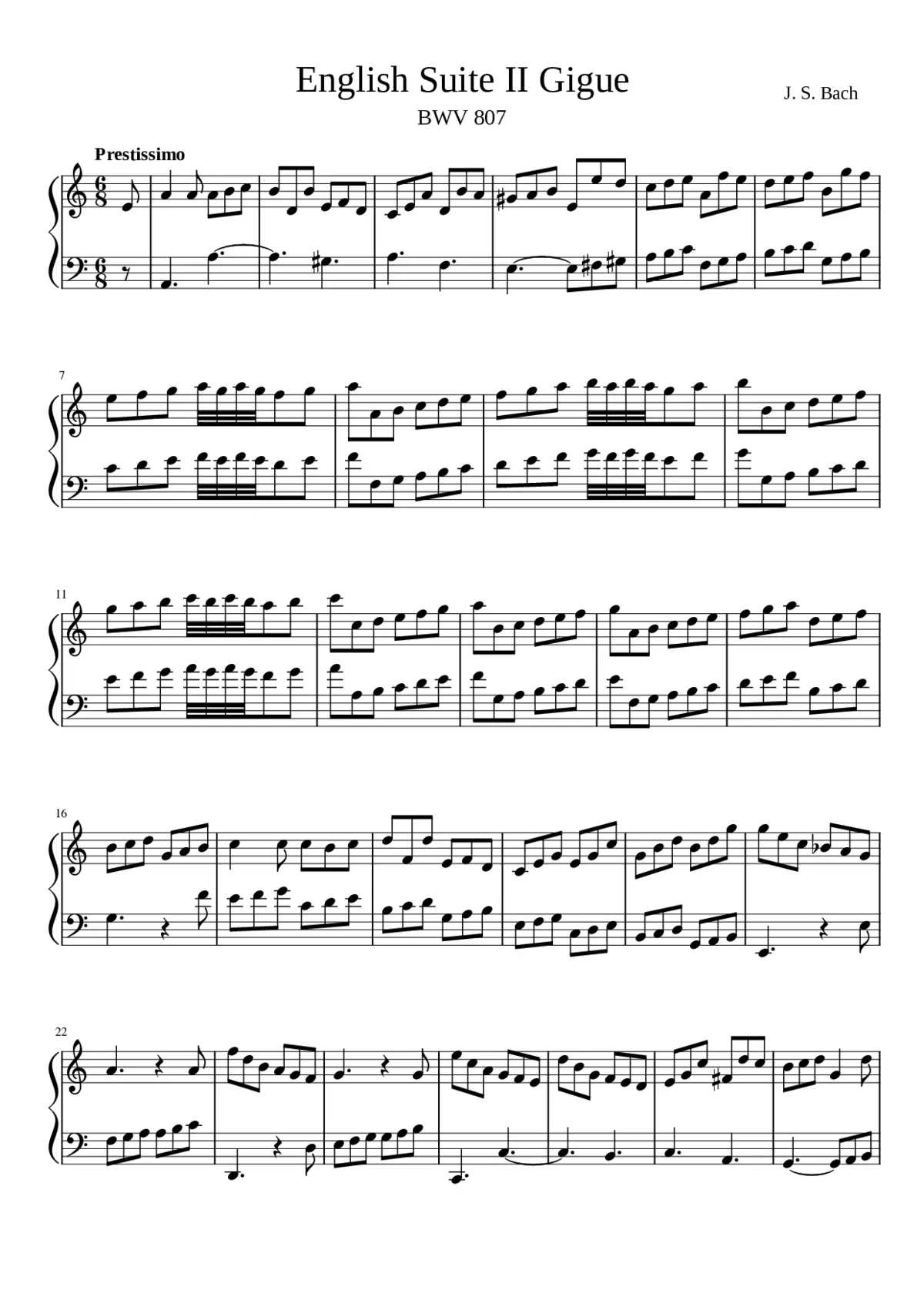English Suite No.2 in A minor BWV 807 - Page 1
