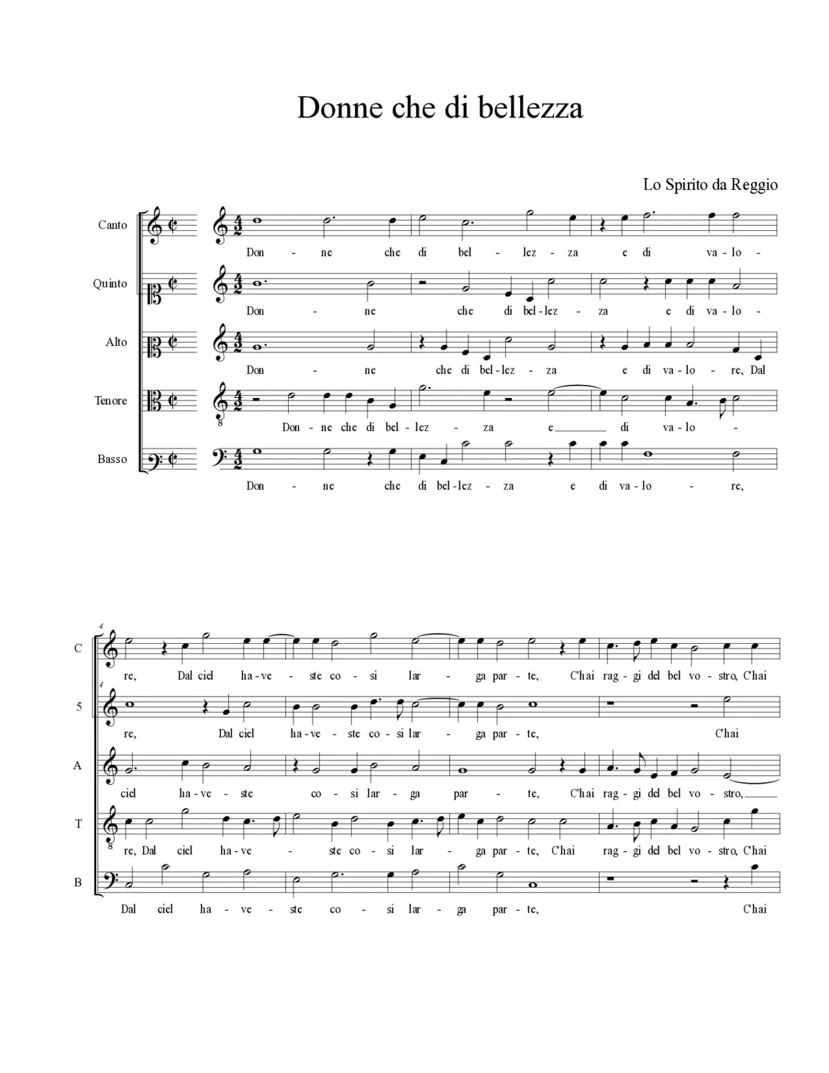 Donne che di bellezza - Page 1