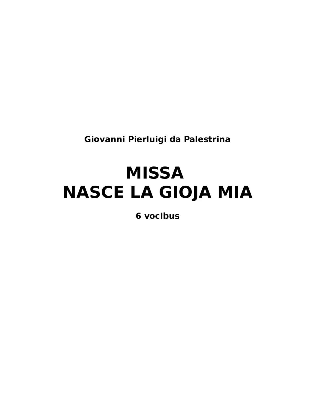 Missa Nasce la gioja mia - Page 1