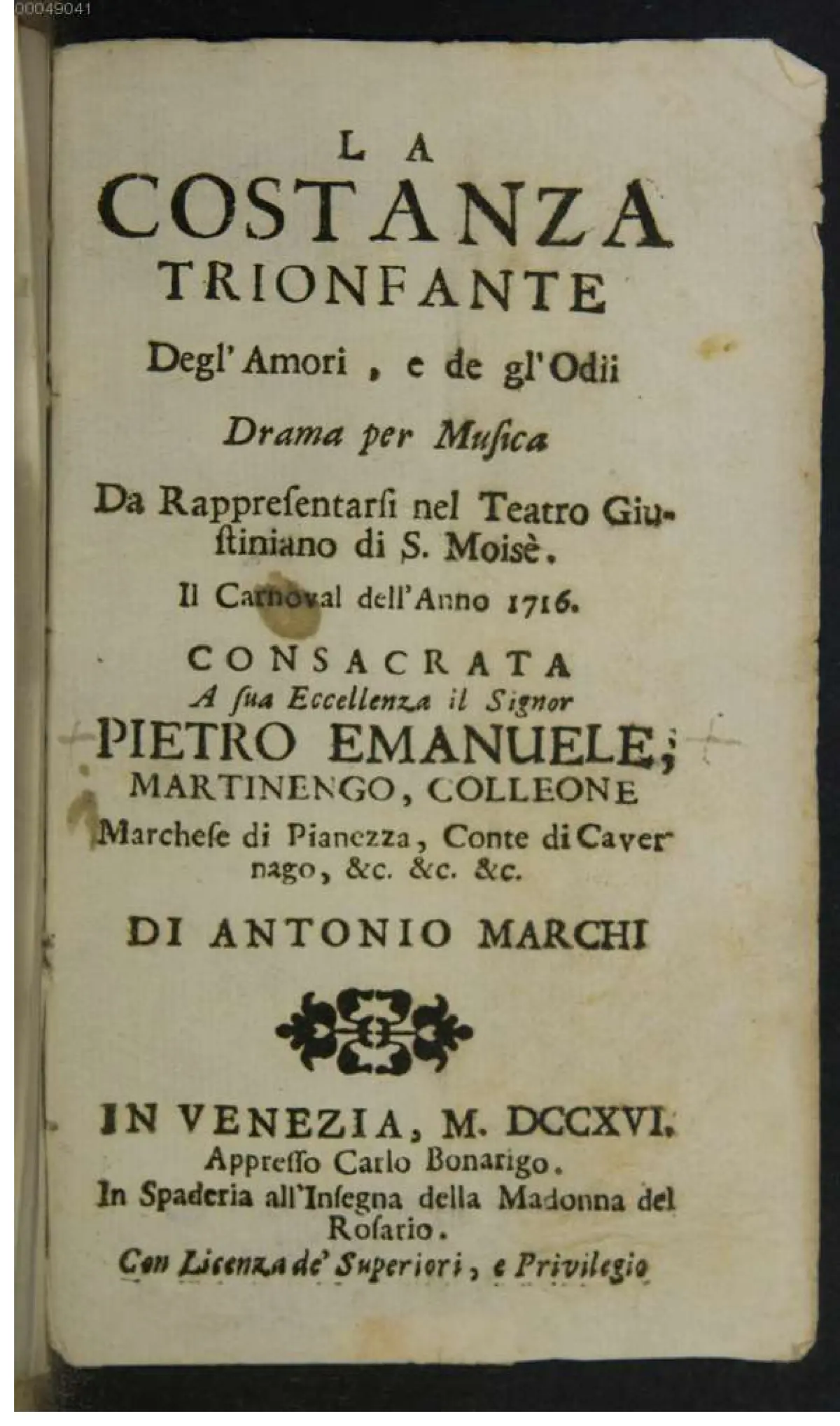 La costanza trionfante degl'amori e degl'odii - Page 1