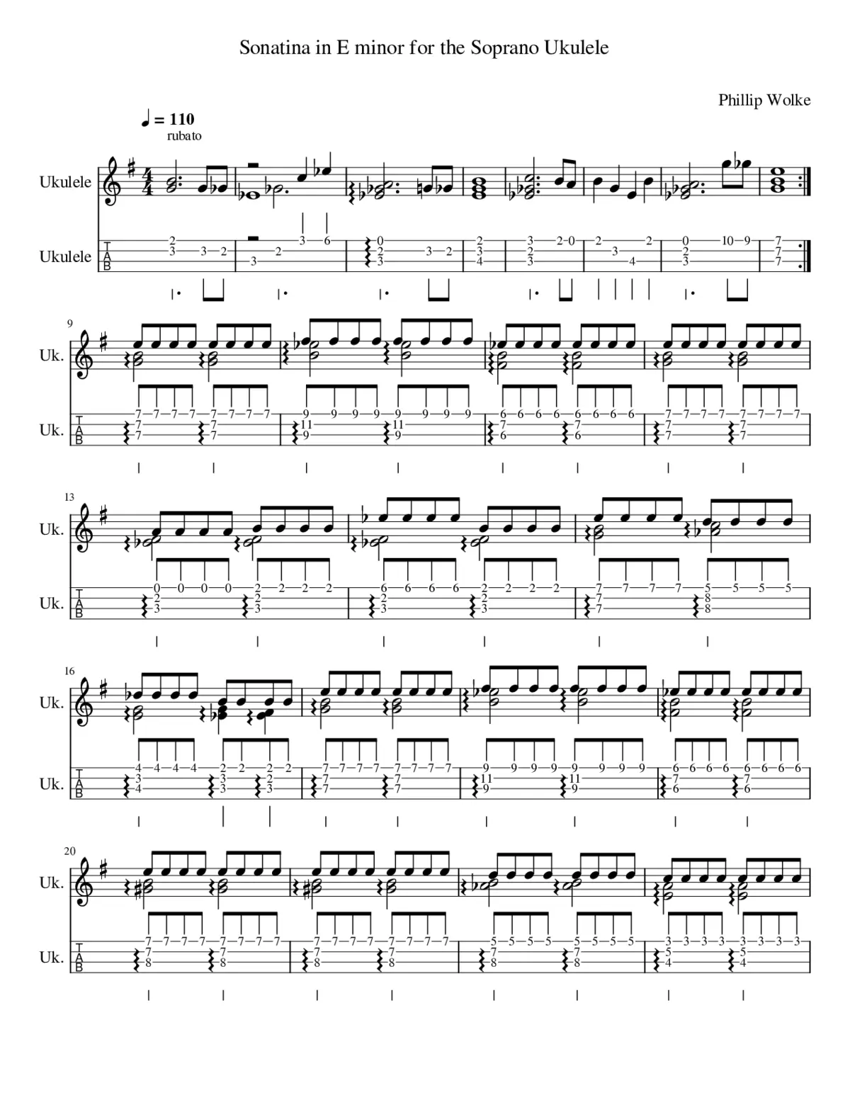 Sonatina in E minor for the Soprano Ukulele - Page 1
