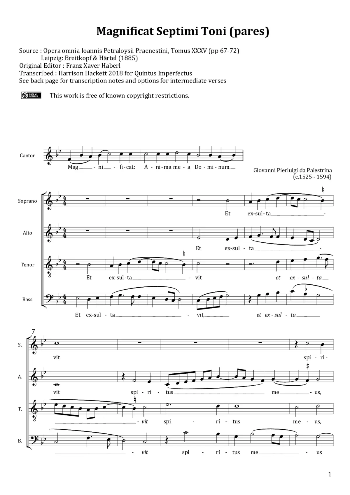 Magnificat Septimi Toni a 4, pares - Page 1