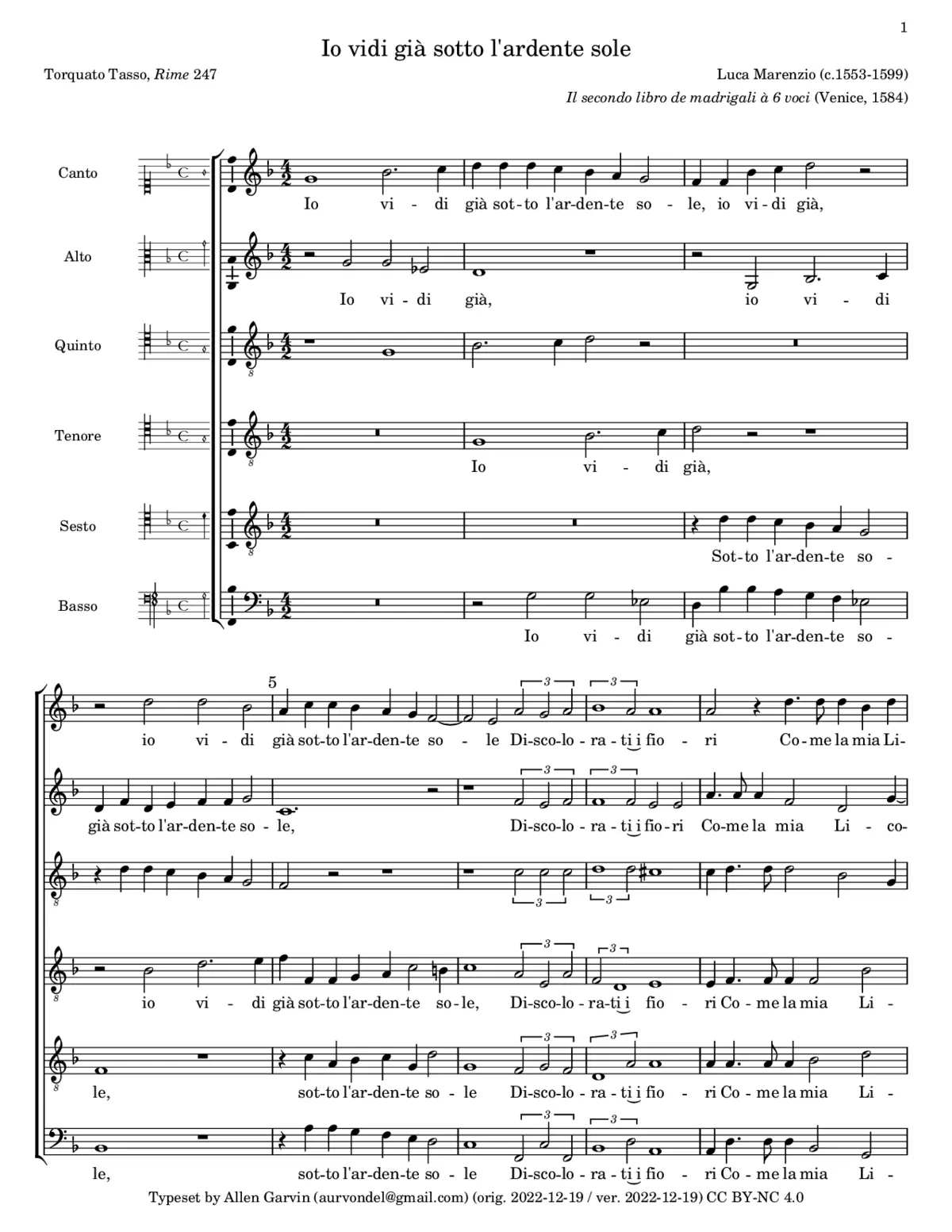 Io vidi già sotto l'ardente sole - Page 1