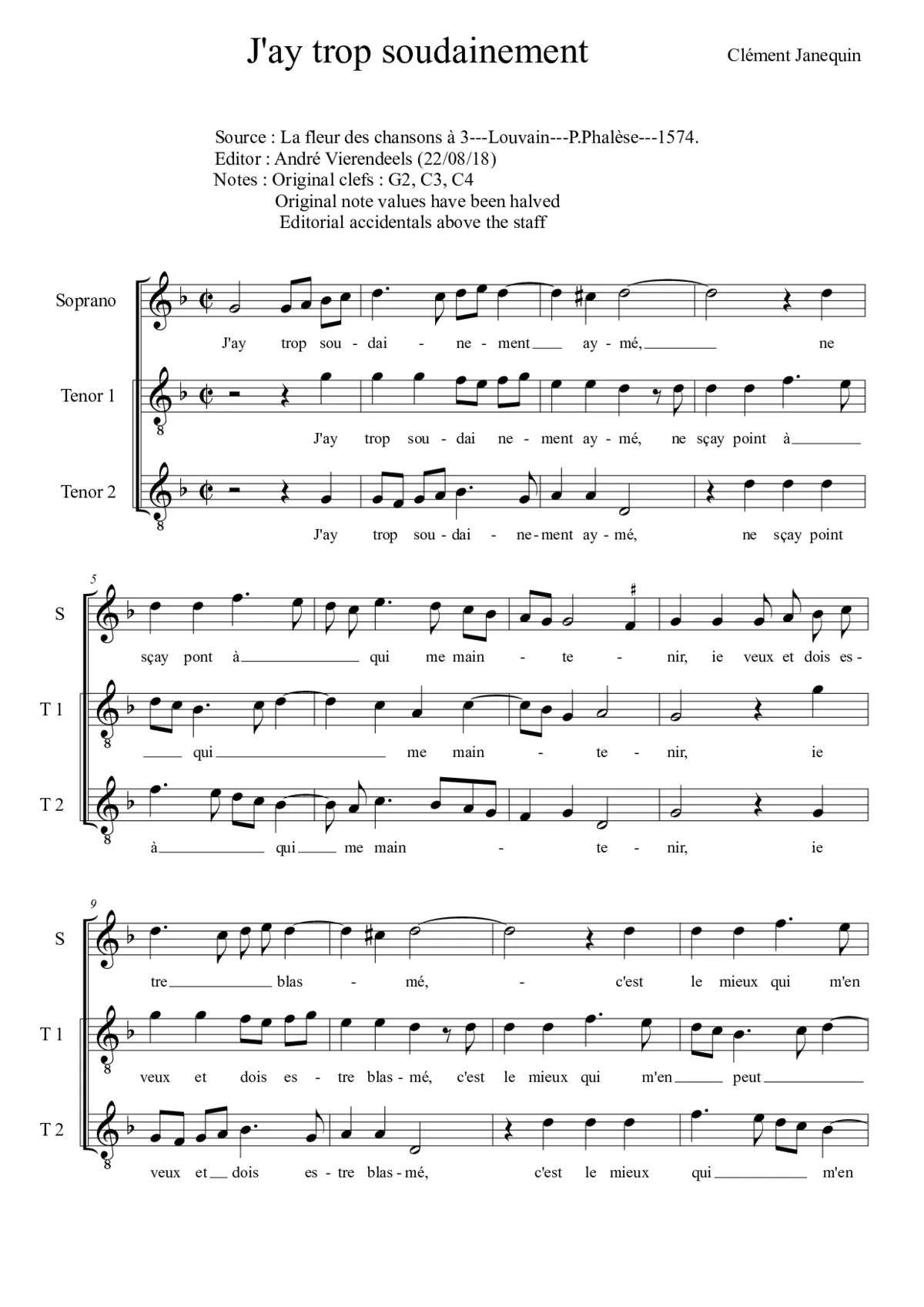J'ay trop soudainement - Page 1