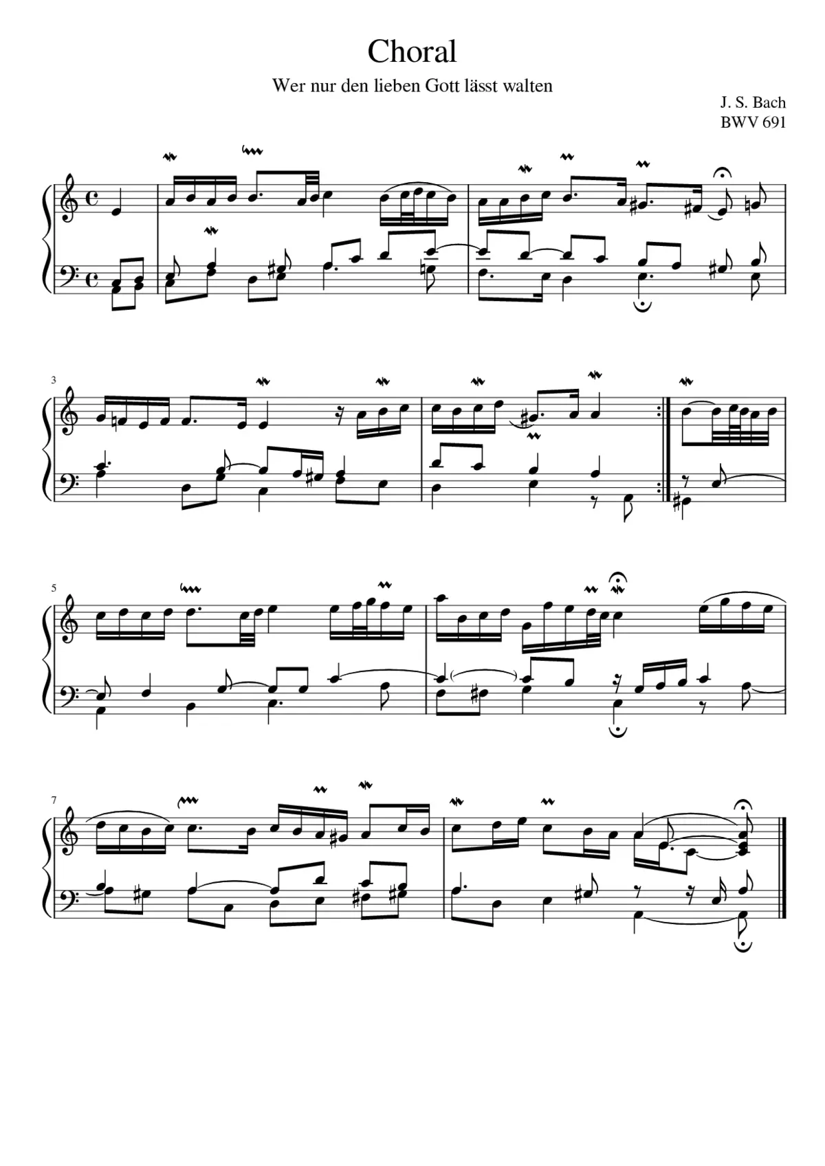 Wer nur den lieben Gott lässt walten BWV 691 - Page 1