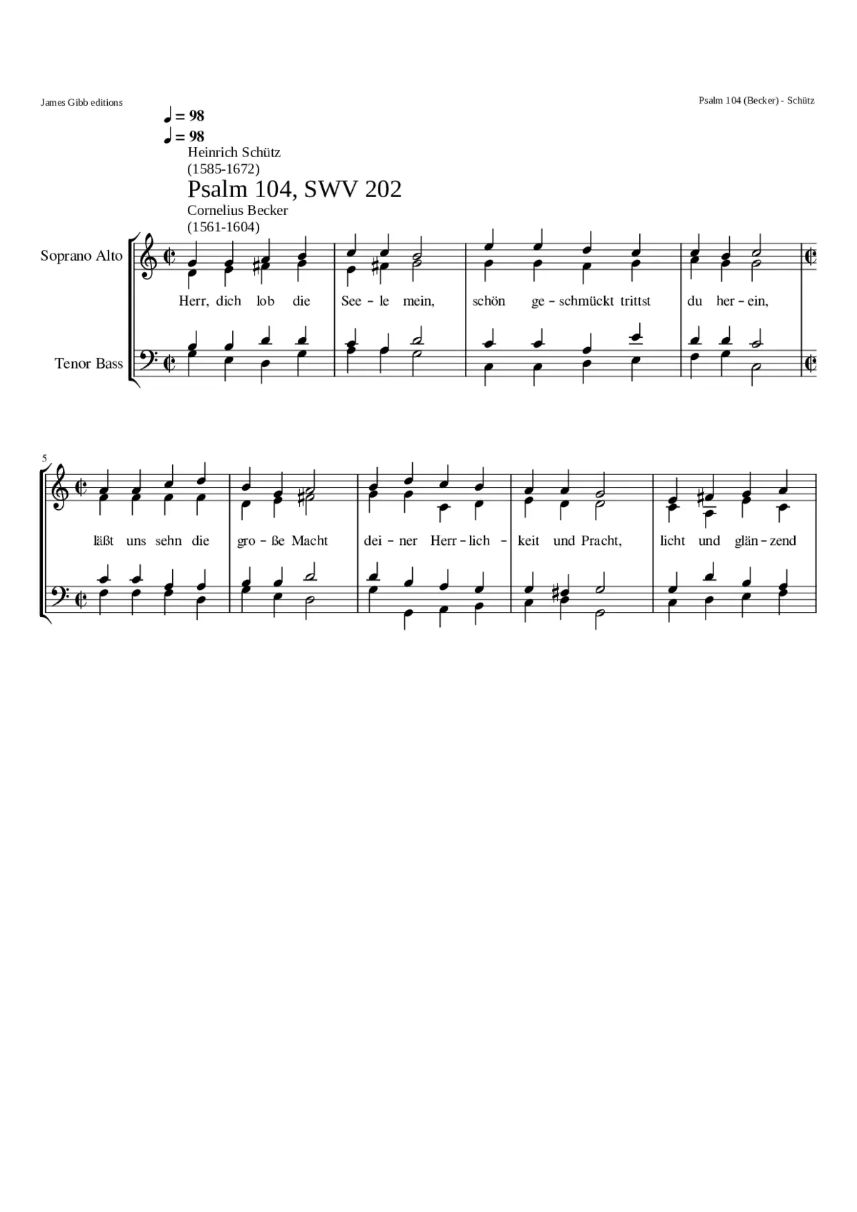 Herr dich lob die Seele mein SWV 202 - Page 1