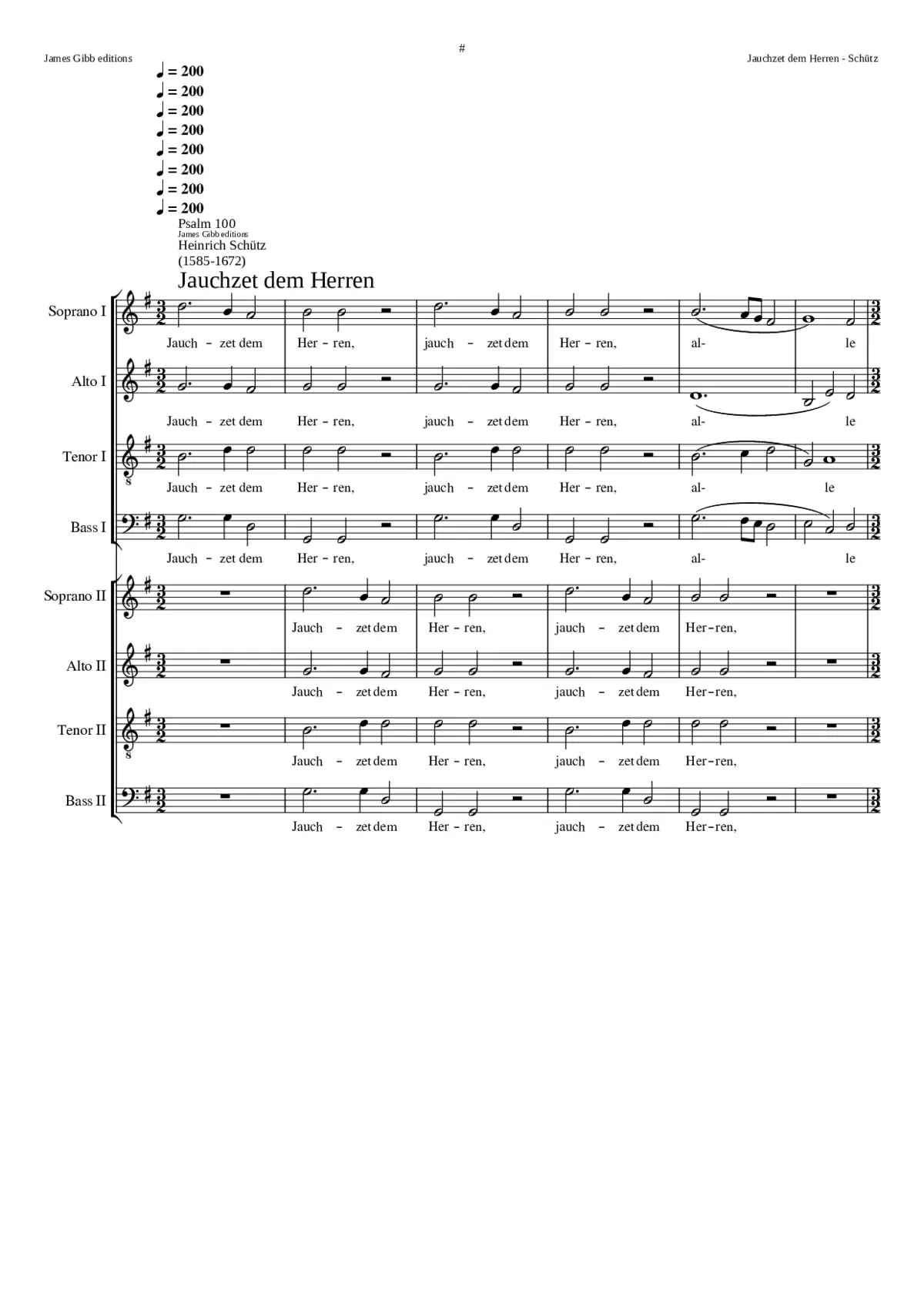 Psalm 100 - Jauchzet dem Herren SWV 36 - Page 1