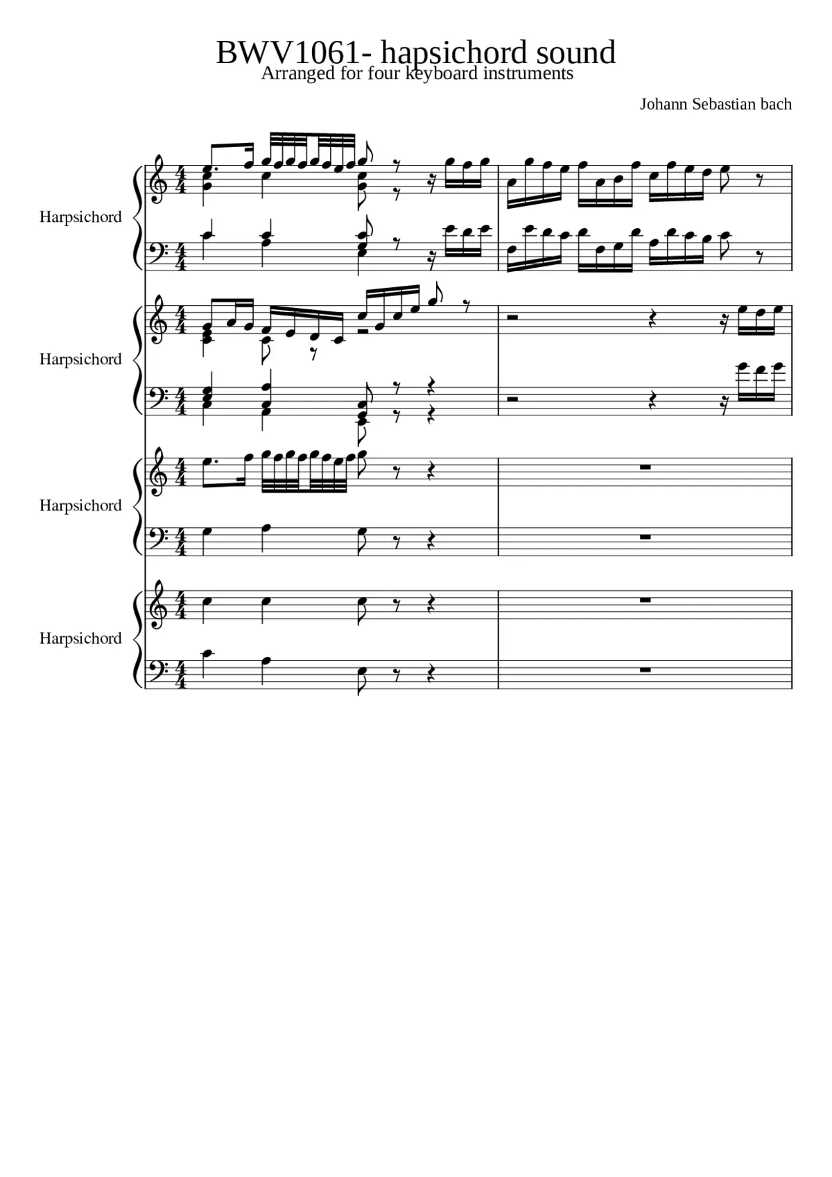 Concerto for 2 Harpsichords in C major BWV 1061 - Page 1
