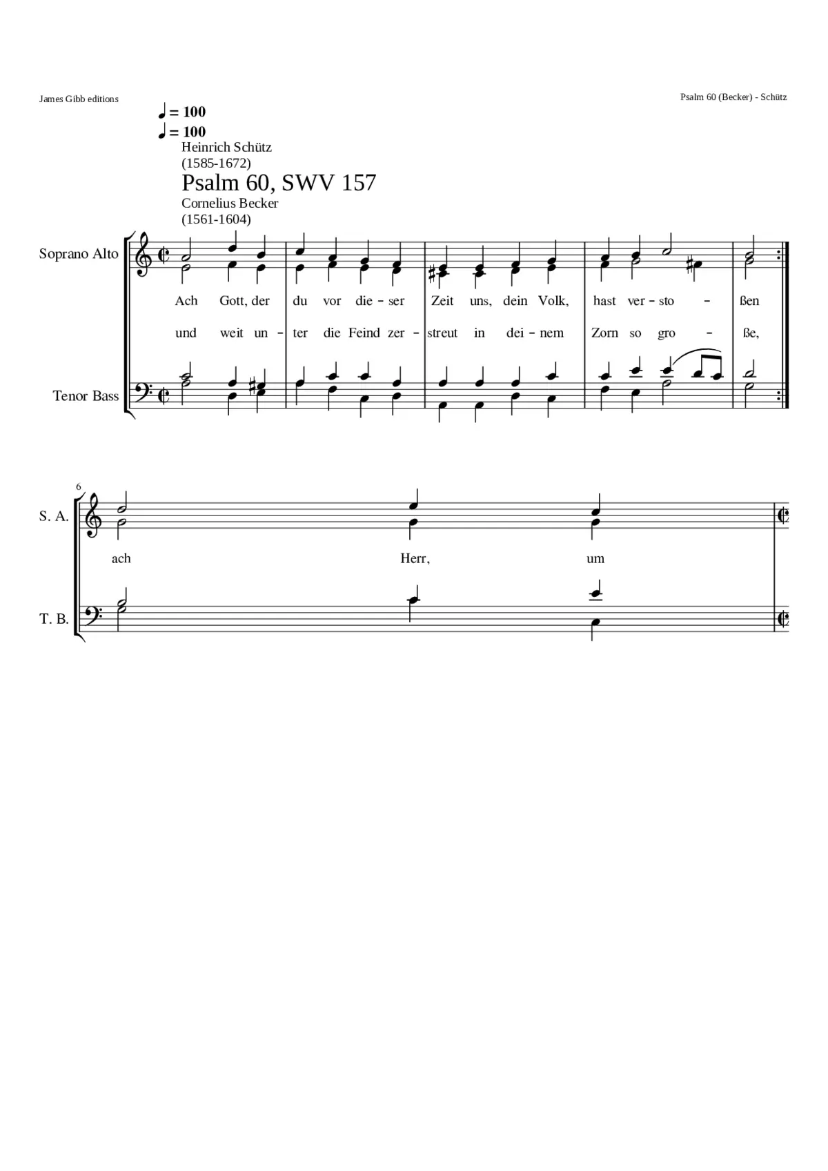 Ach Gott der du vor dieser Zeit SWV 157 - Page 1