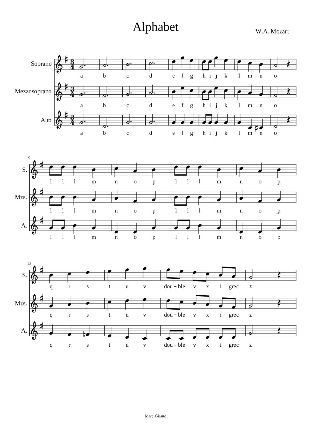 Canons for 2 or 3 Voices K.508a - Page 1