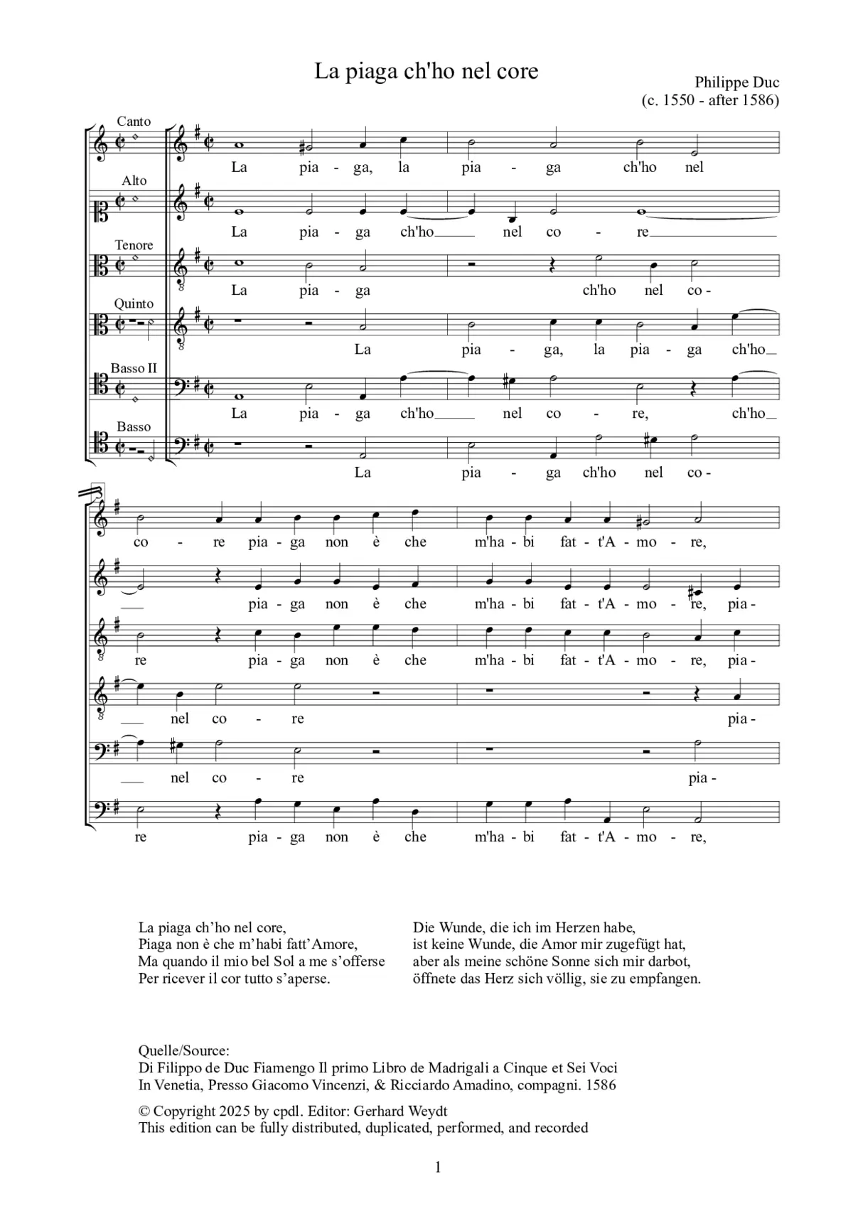 La piaga ch'ho nel core - Page 1