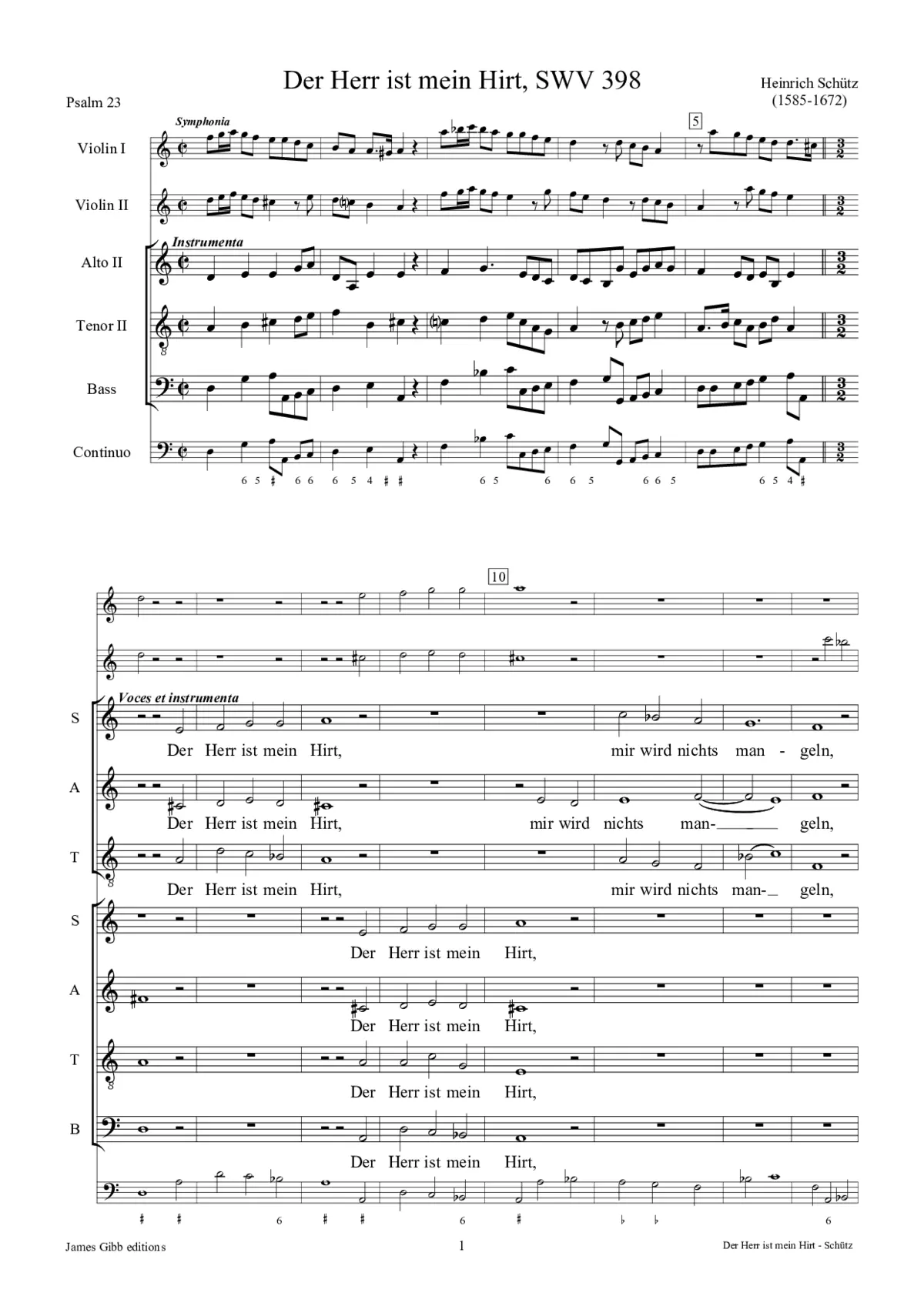 Der Herr ist mein Hirt, SWV 398 - Page 1