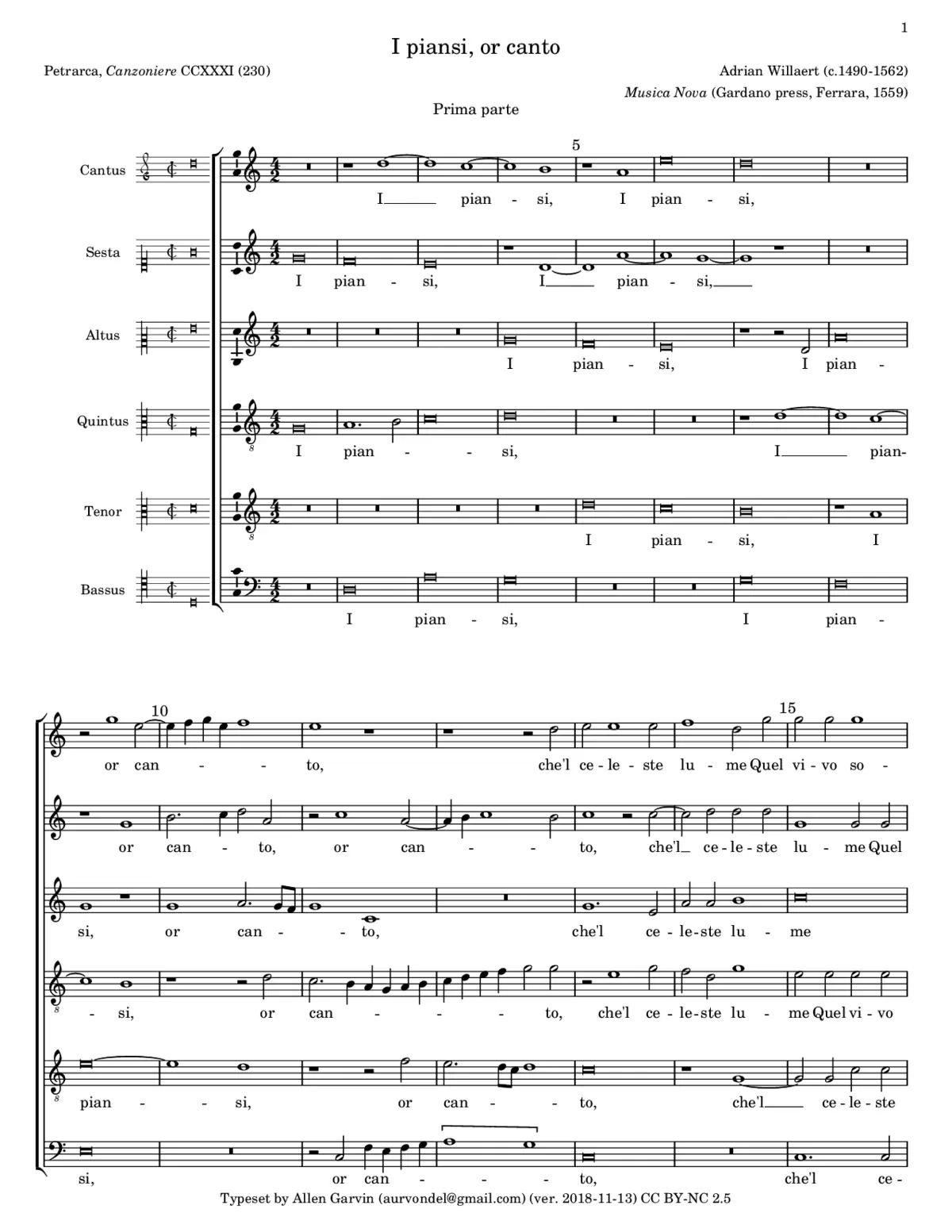 I piansi, or canto - Page 1