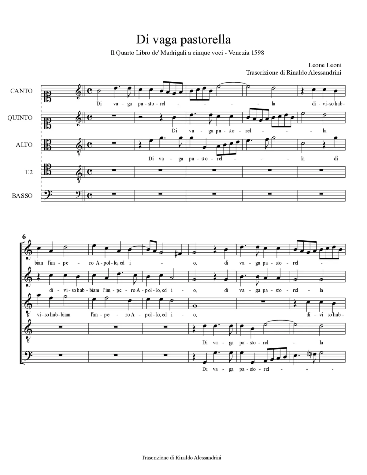 Di vaga pastorella - Page 1