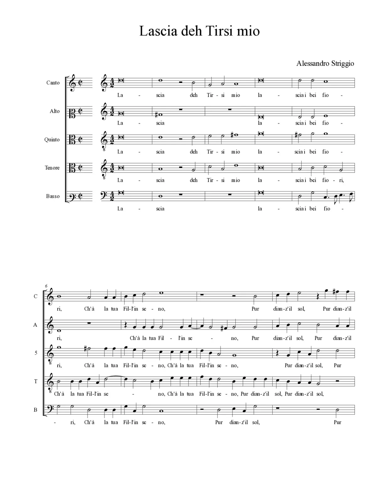 Lascia deh Tirsi mio - Page 1