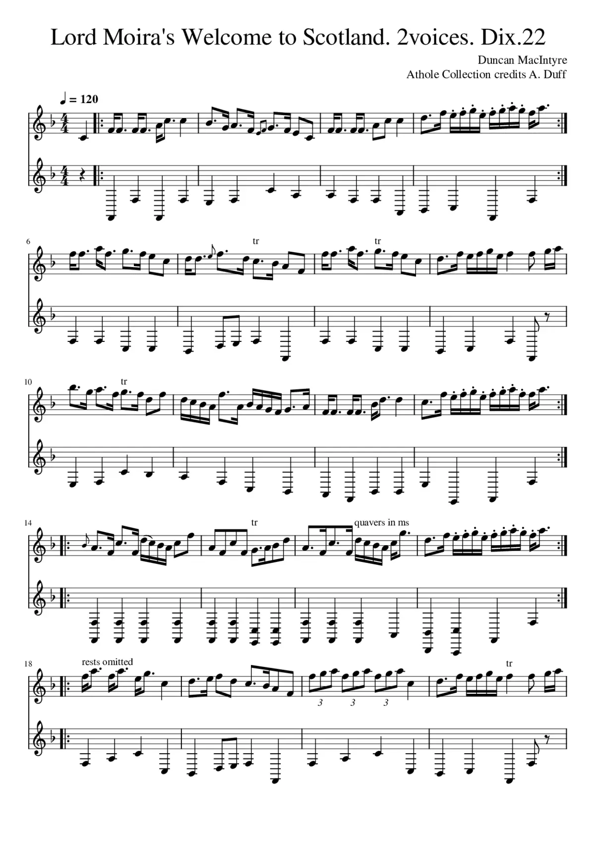 Lord Moira's Welcome to Scotland. 2voices. Dix.22 - Page 1