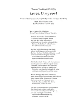 Leave, O my soul