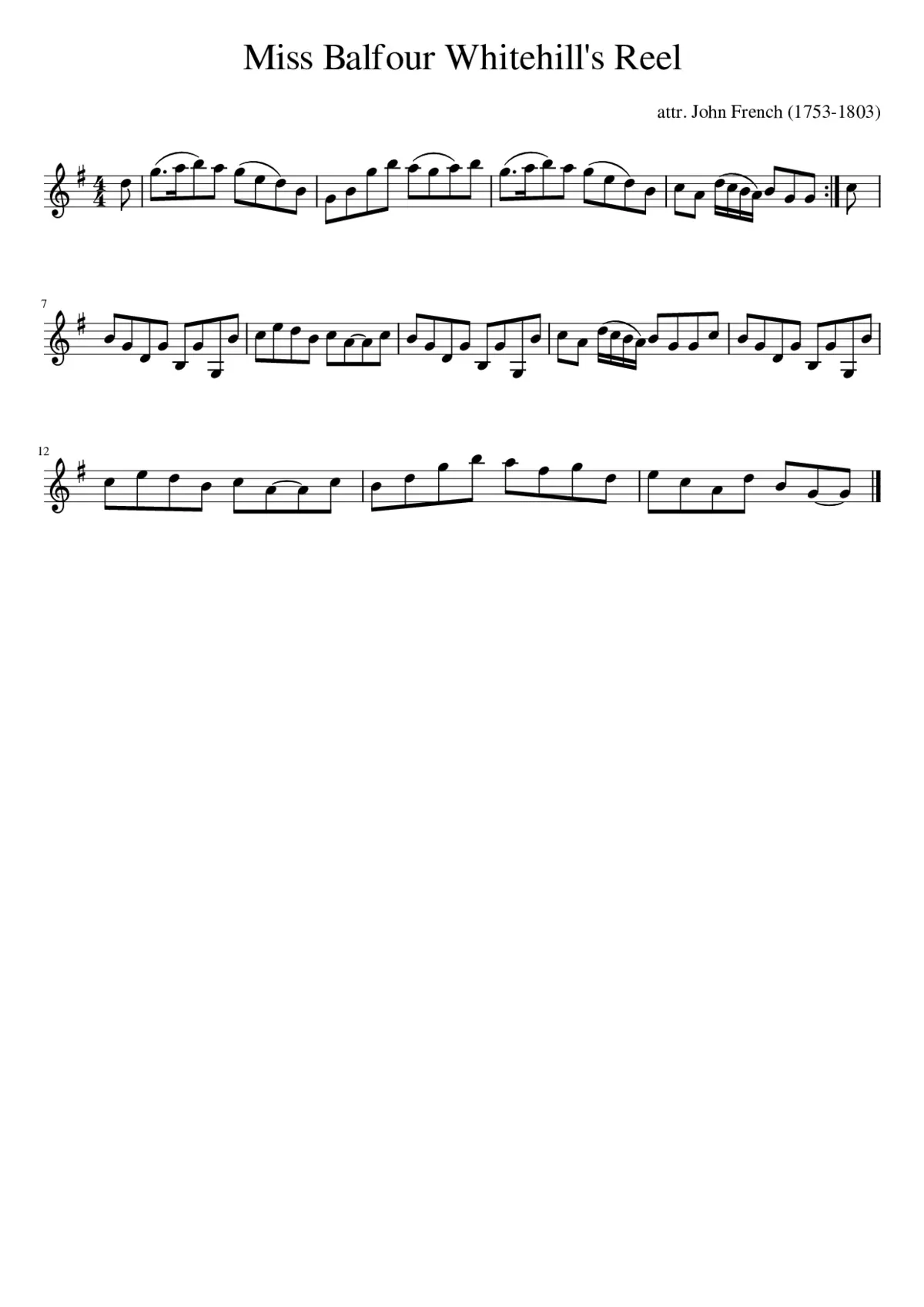 Miss Balfour Whitehill's Reel - Page 1
