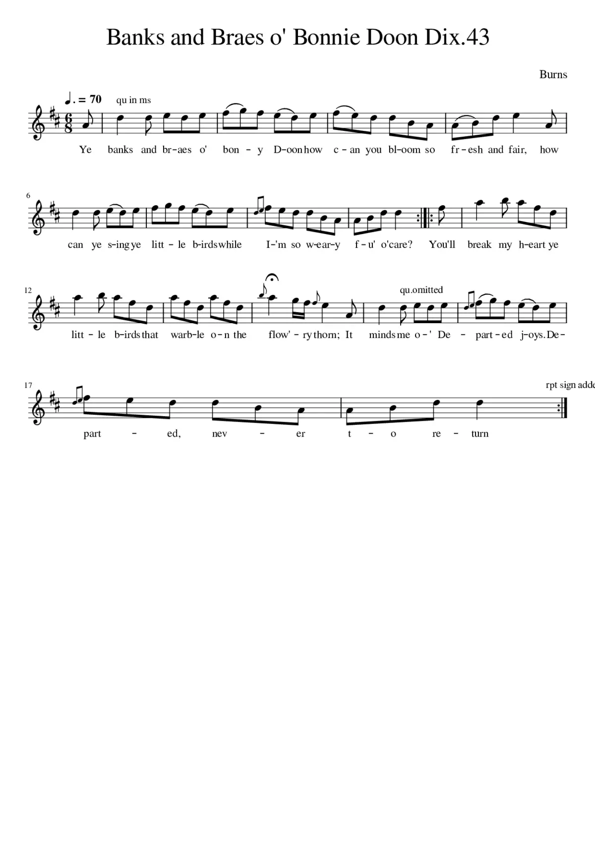 Banks and Braes o' Bonnie Doon Dix.43 - Page 1