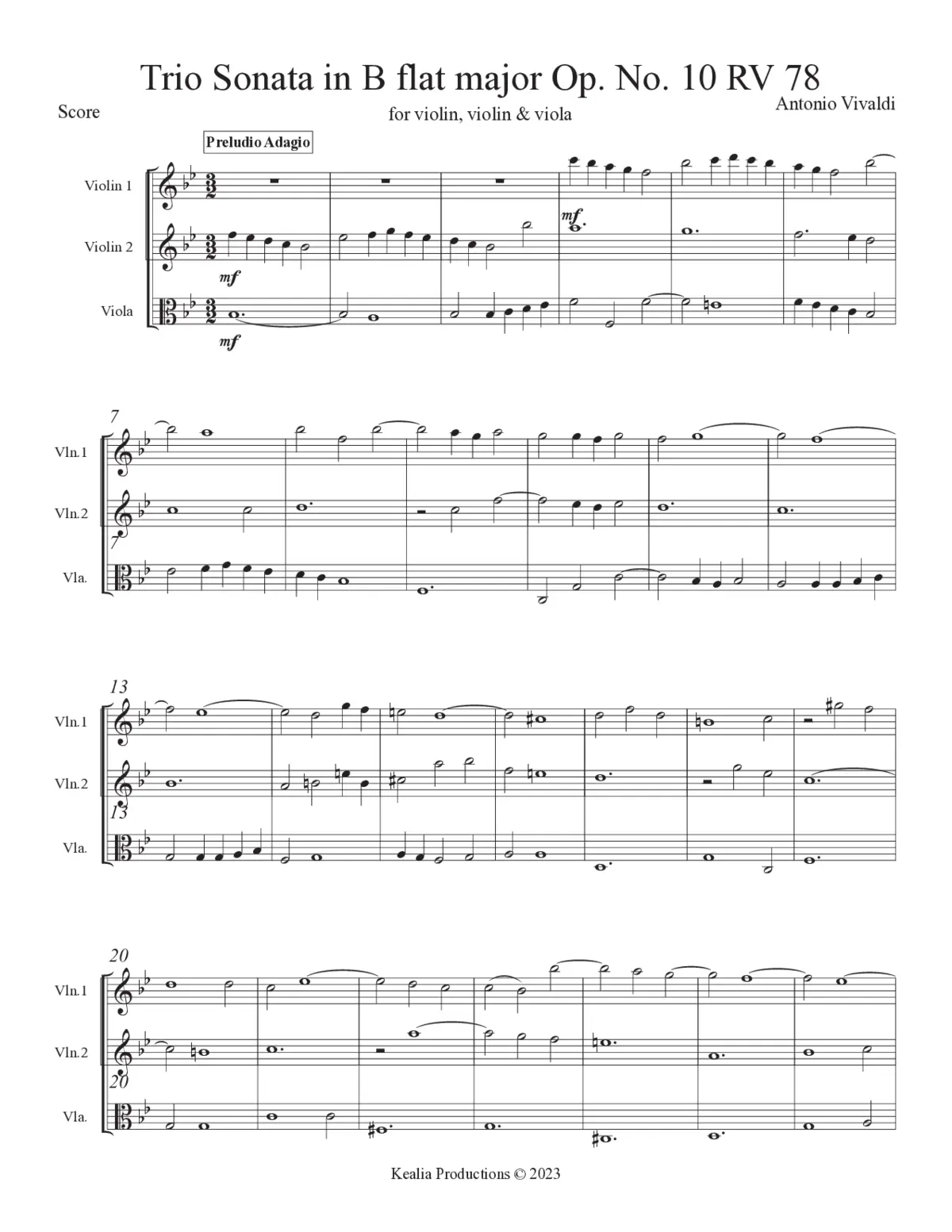 Trio Sonata in B flat major - Page 1