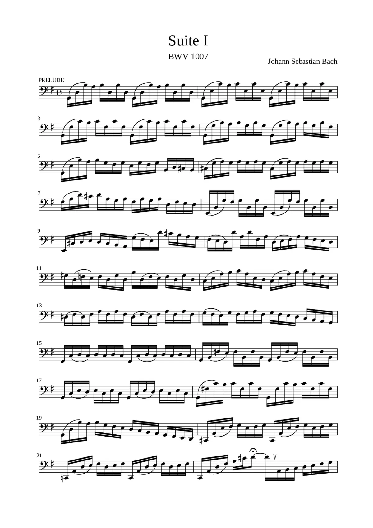 Cello Suite No.1 in G major BWV 1007 - Page 1