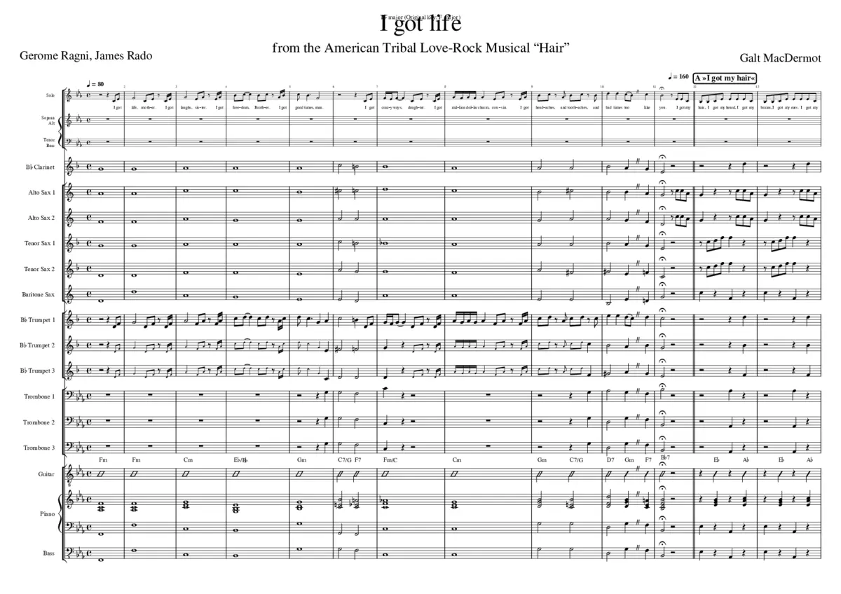 Musical Hair: I got life (arranged for big band) - Page 1